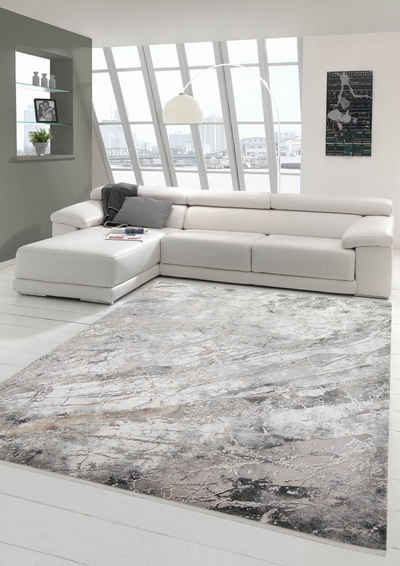Wollteppich »Wollteppich modern Luxus Teppich Designerteppich in grau«, Teppich-Traum, rechteckig, Höhe 7 mm, Wollteppich
