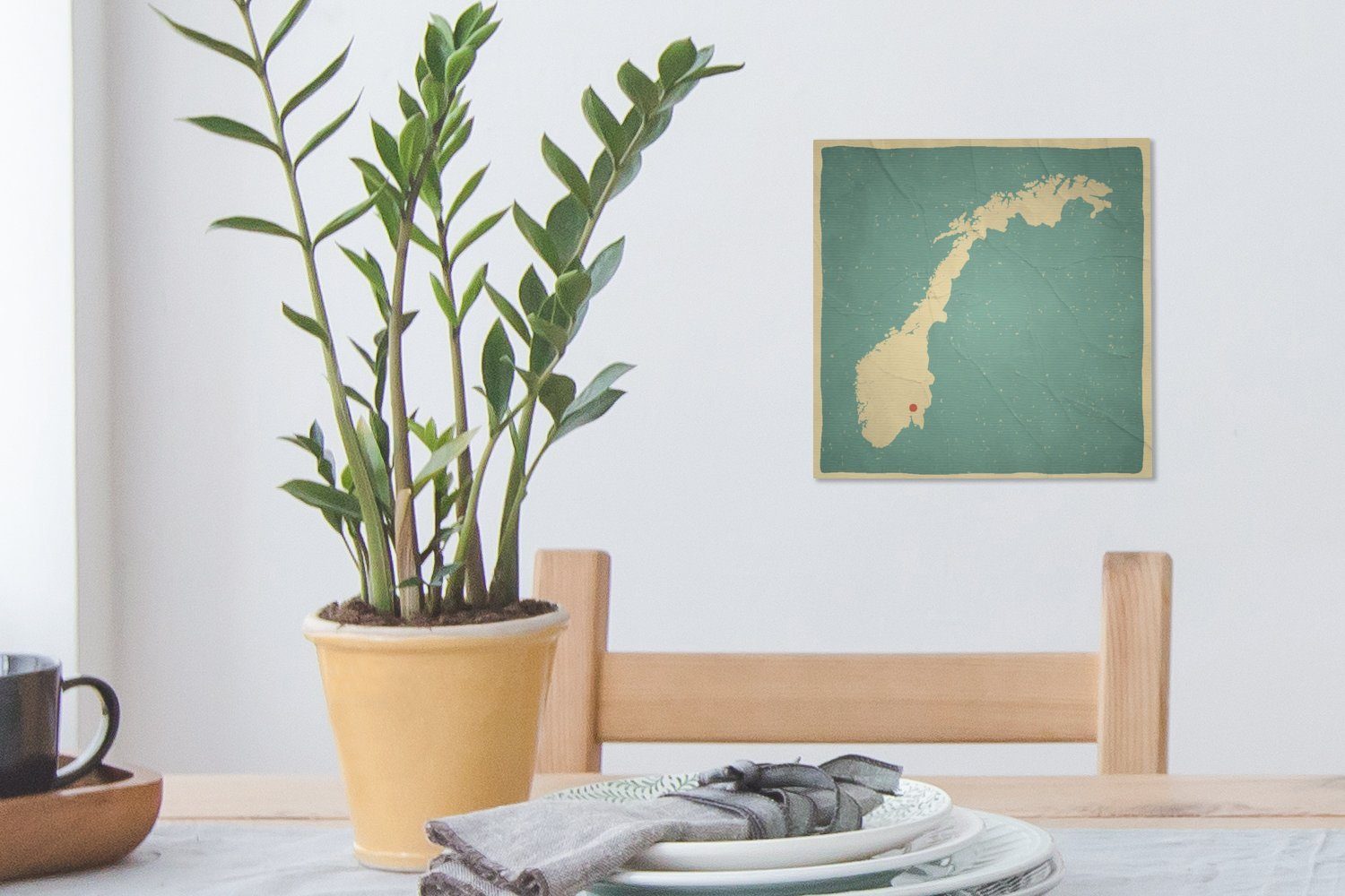 OneMillionCanvasses® von St), Leinwandbild Hintergrund., für Wohnzimmer azurblauen Norwegen einem Leinwand Illustration Bilder Schlafzimmer (1 vor
