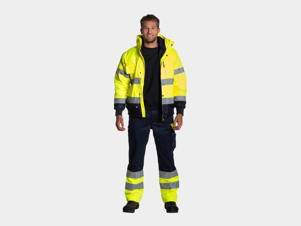 Herock Arbeitsjacke Warnschutz Tarvos High Viz mit abnehmbarem Thermo-Fleece-Bodywarmer und Ärmeln