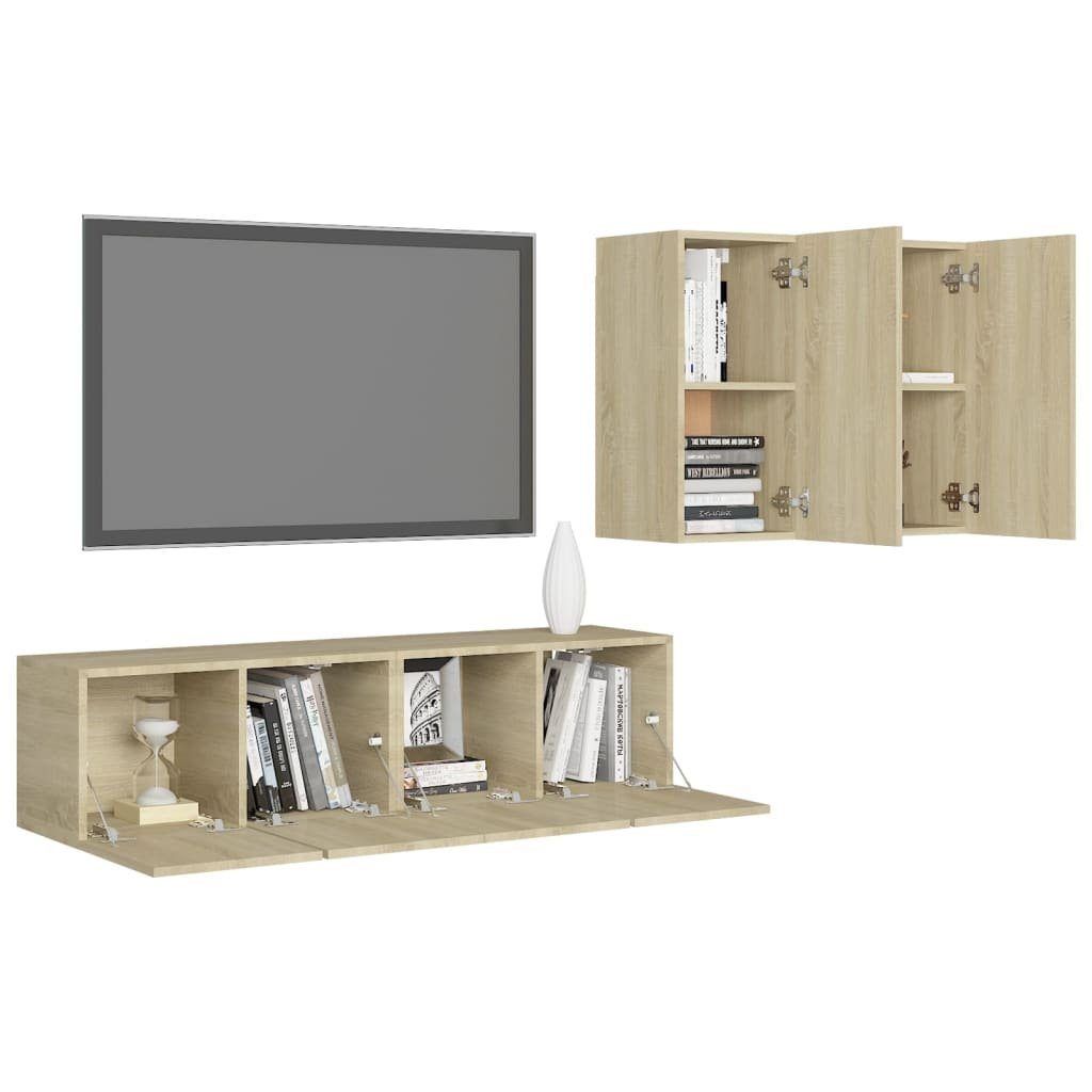 Sonoma-Eiche vidaXL (4-St) TV-Schrank-Set Holzwerkstoff Eiche Sonoma TV-Schrank 4-tlg.