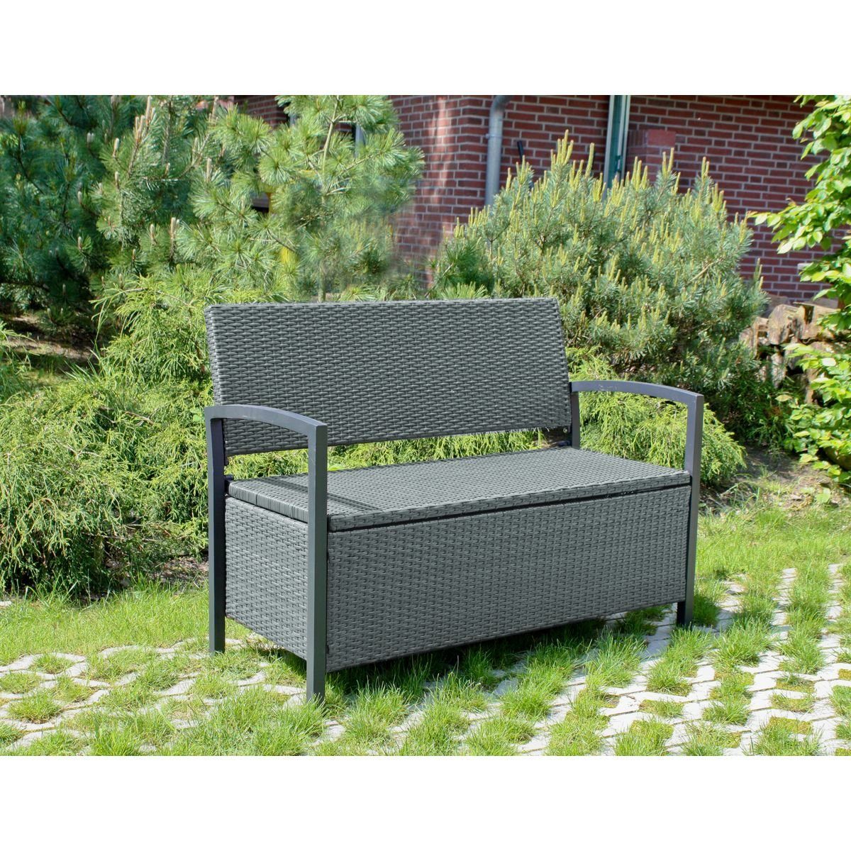 GartenHero Gartenbank Gartenbank mit Truhe Truhenbank Bank Parkbank Auflagenbox Kissentruhe