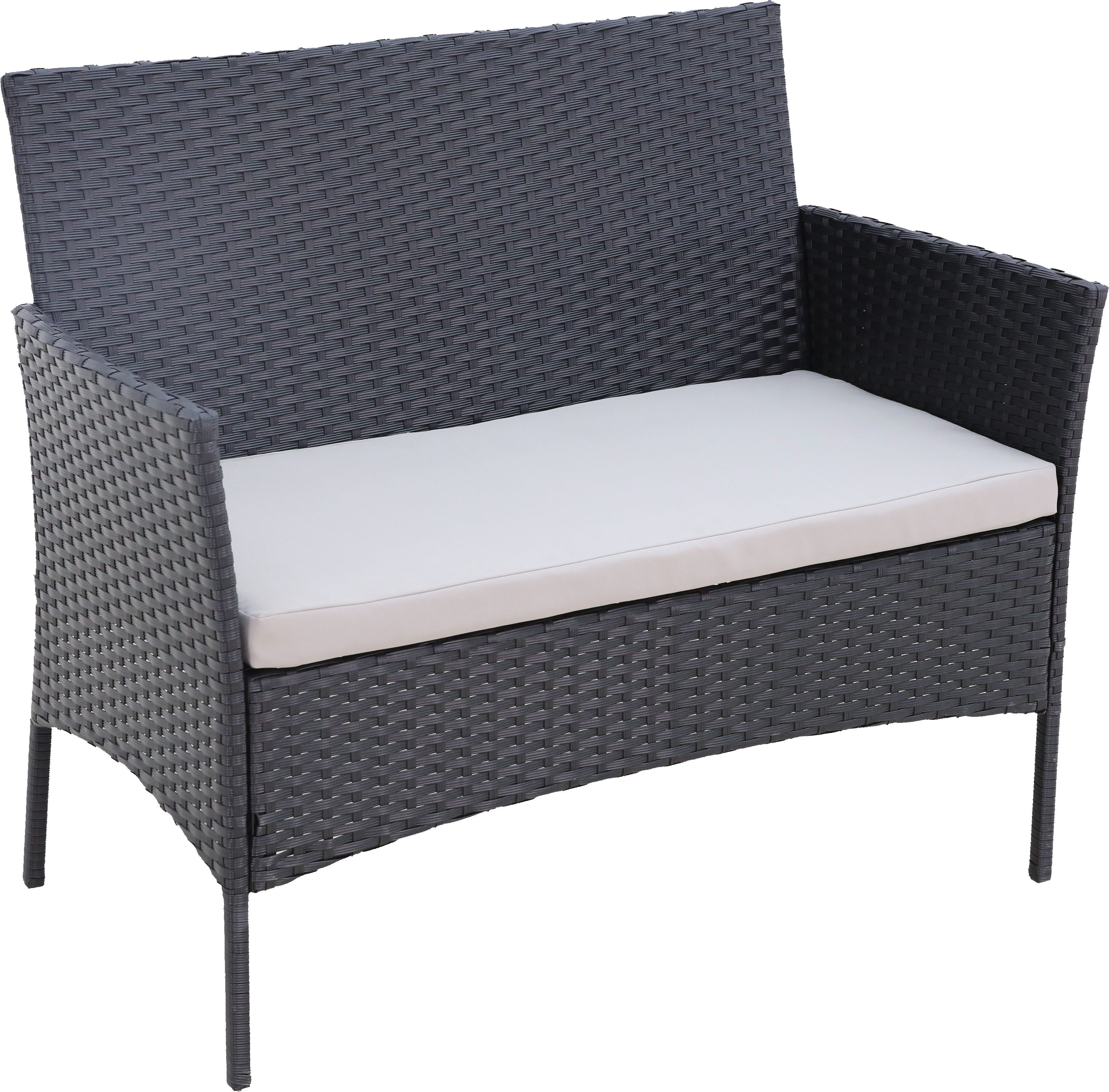 KONIFERA Gartenlounge-Set Balkonset »Palma«, (Set, 7-tlg., 1x2er Sofa, 2 Sessel, Tisch 41x71x39 cm, inkl. Auflagen), Stahl/Polyrattan