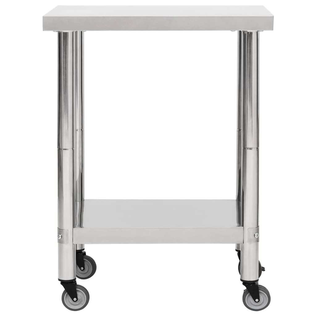 vidaXL Arbeitstisch Küchen-Arbeitstisch mit Rollen 80x30x85 cm Edelstahl (1-St)