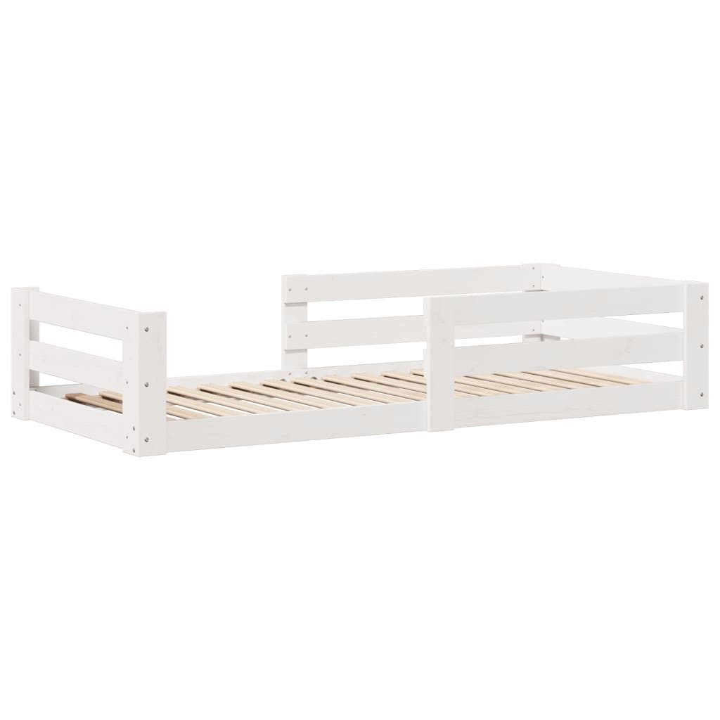 vidaXL Bett Massivholzbett ohne Matratze Weiß 70x140 cm Kiefernholz