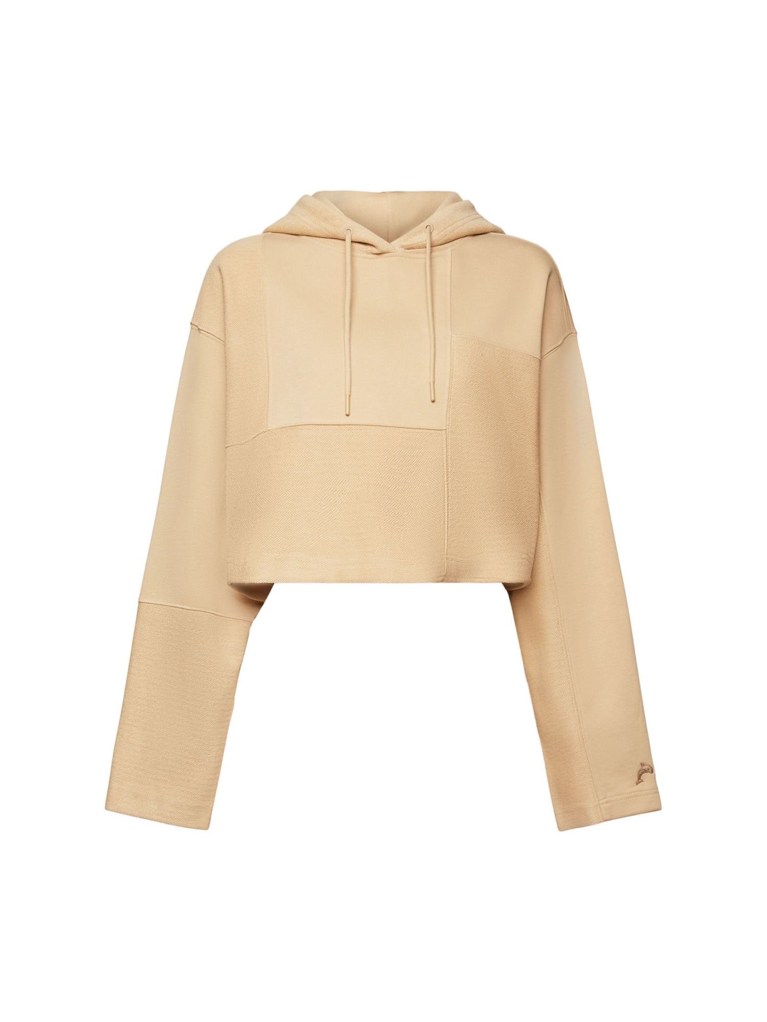 Esprit Collection Kapuzensweatshirt Cropped-Hoodie in Patchworkoptik SAND