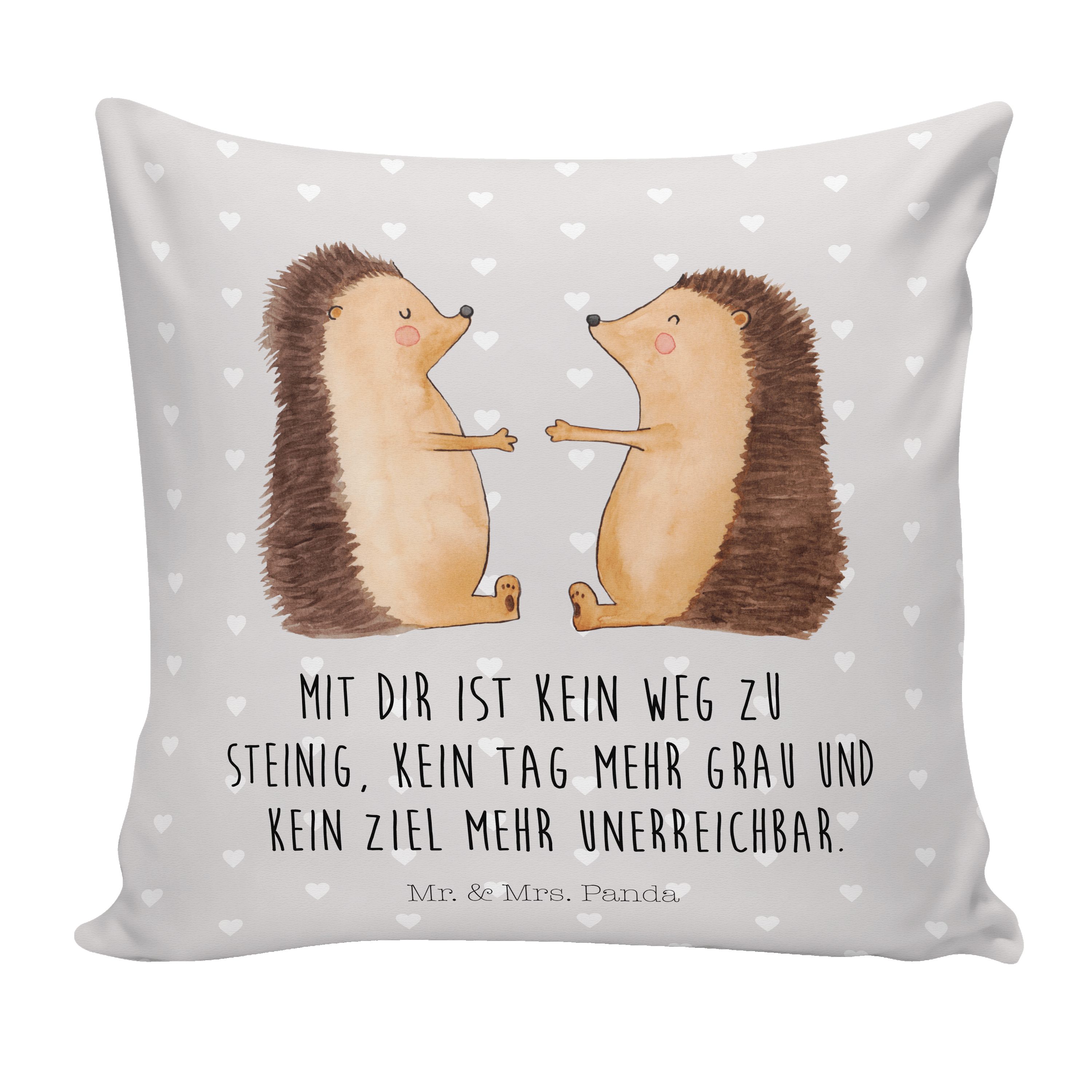 Mr. & Mrs. Panda Dekokissen Igel Liebe - Grau Pastell - Geschenk, Heiraten, Liebesgeschenk, Motiv