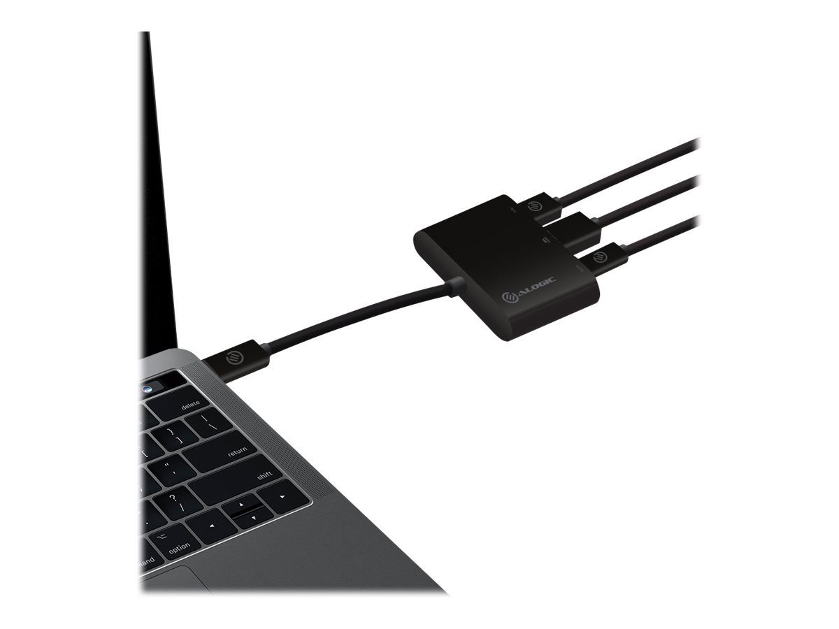 ALOGIC Adapter USB-C to HDMI/USB3.0/USB-C 4K 10cm schwarz Computer-Kabel
