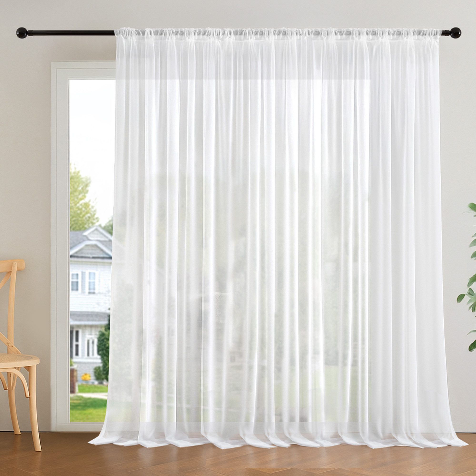 Deconovo Vorhang Voile Gardinen mit Kräuselband Polyester 3-Faden Webung 1er Set – Bild 3 von 5