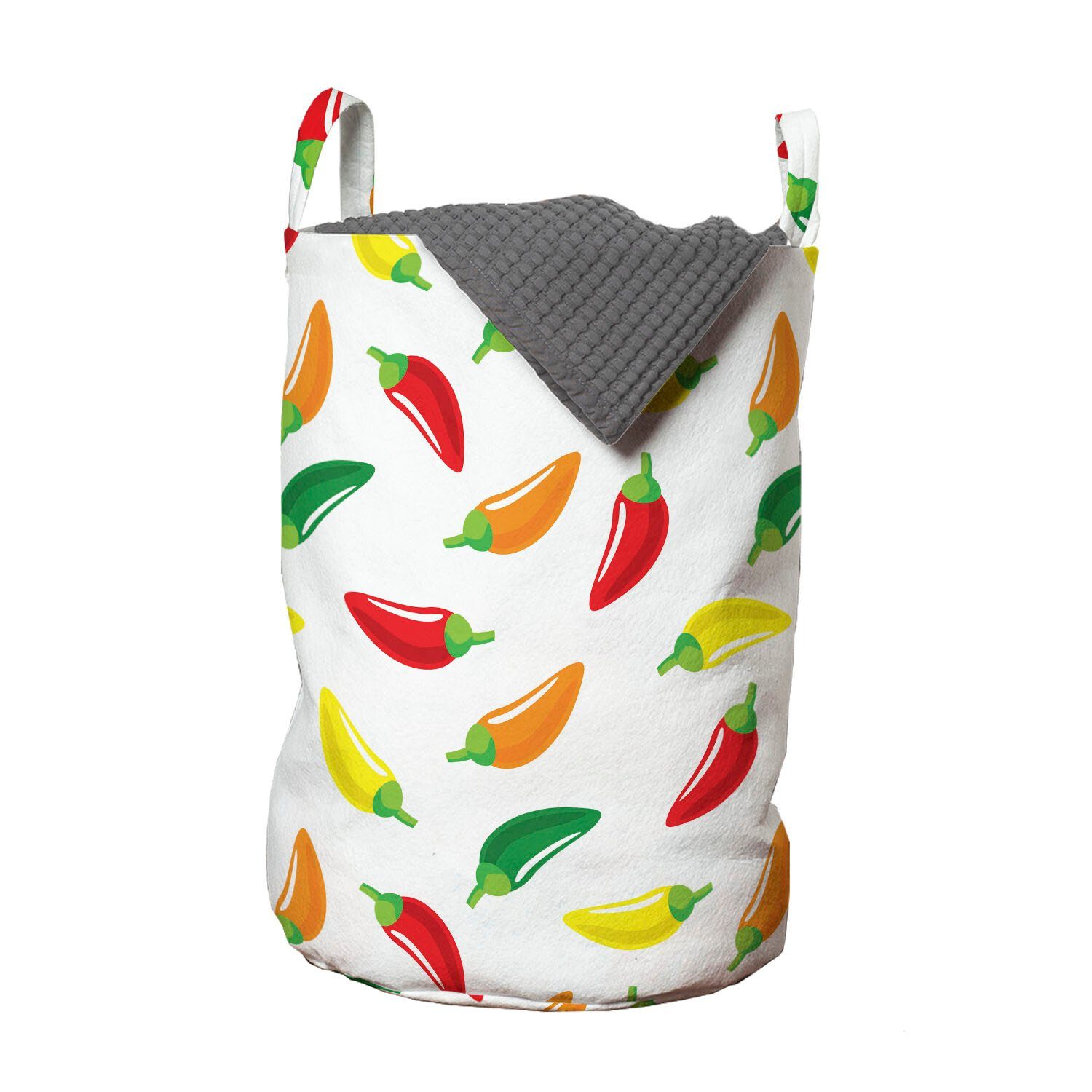 Abakuhaus Wäschesäckchen Wäschekorb mit Griffen Kordelzugverschluss für Waschsalons, Pfeffer Chili Pepper Muster Vegan