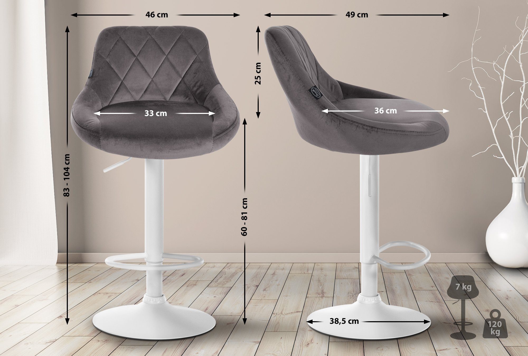 CLP Barhocker Lazio Samt (2er Set, günstig online kaufen