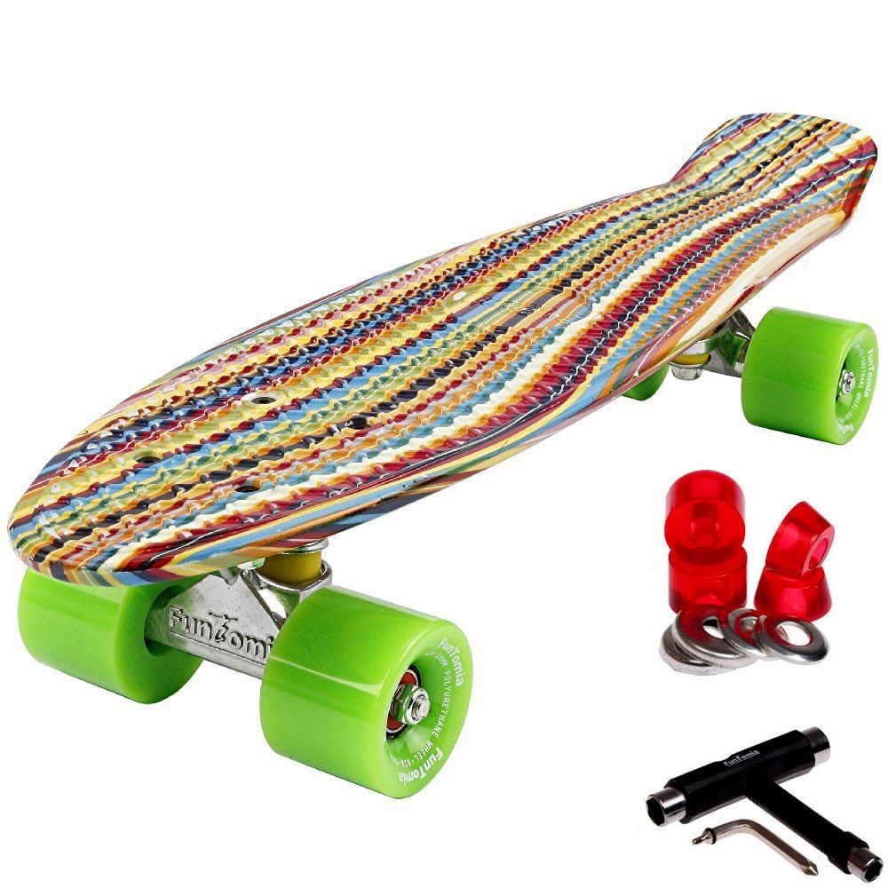 FunTomia Miniskateboard Kinder Cruiserboard Miniboard 57cm mit oder ohne LED Leuchtrollen