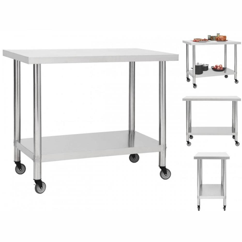 vidaXL Unterschrank Küchen-Arbeitstisch mit Rollen 100x45x85 cm Edelstahl