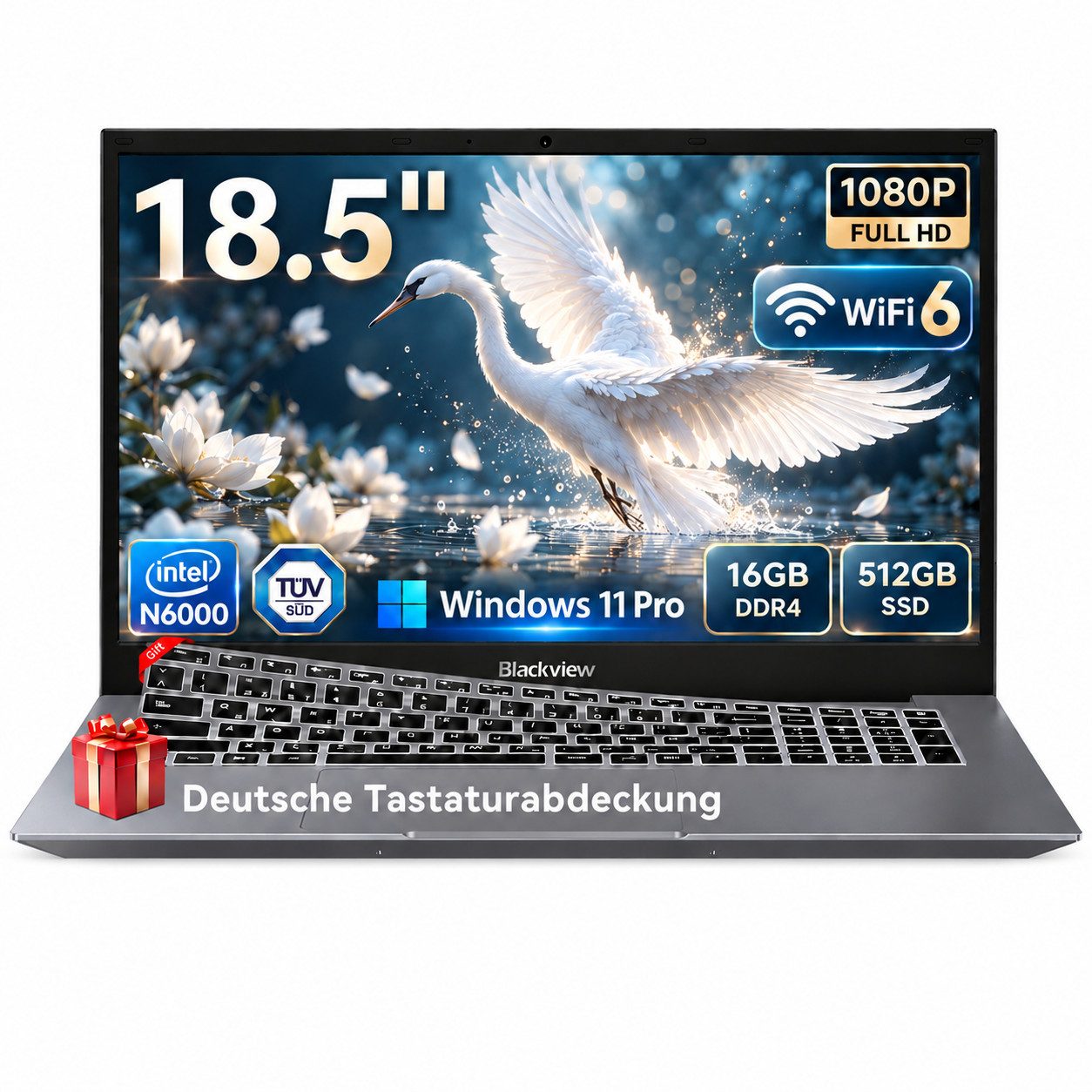 blackview 18.5" 8000mAh Laptop, Intel Core N6000 16GB +512GB, Windows 11pro Notebook (Intel N6000 Intel Core N6000, 16 GB, 512 GB SSD, …