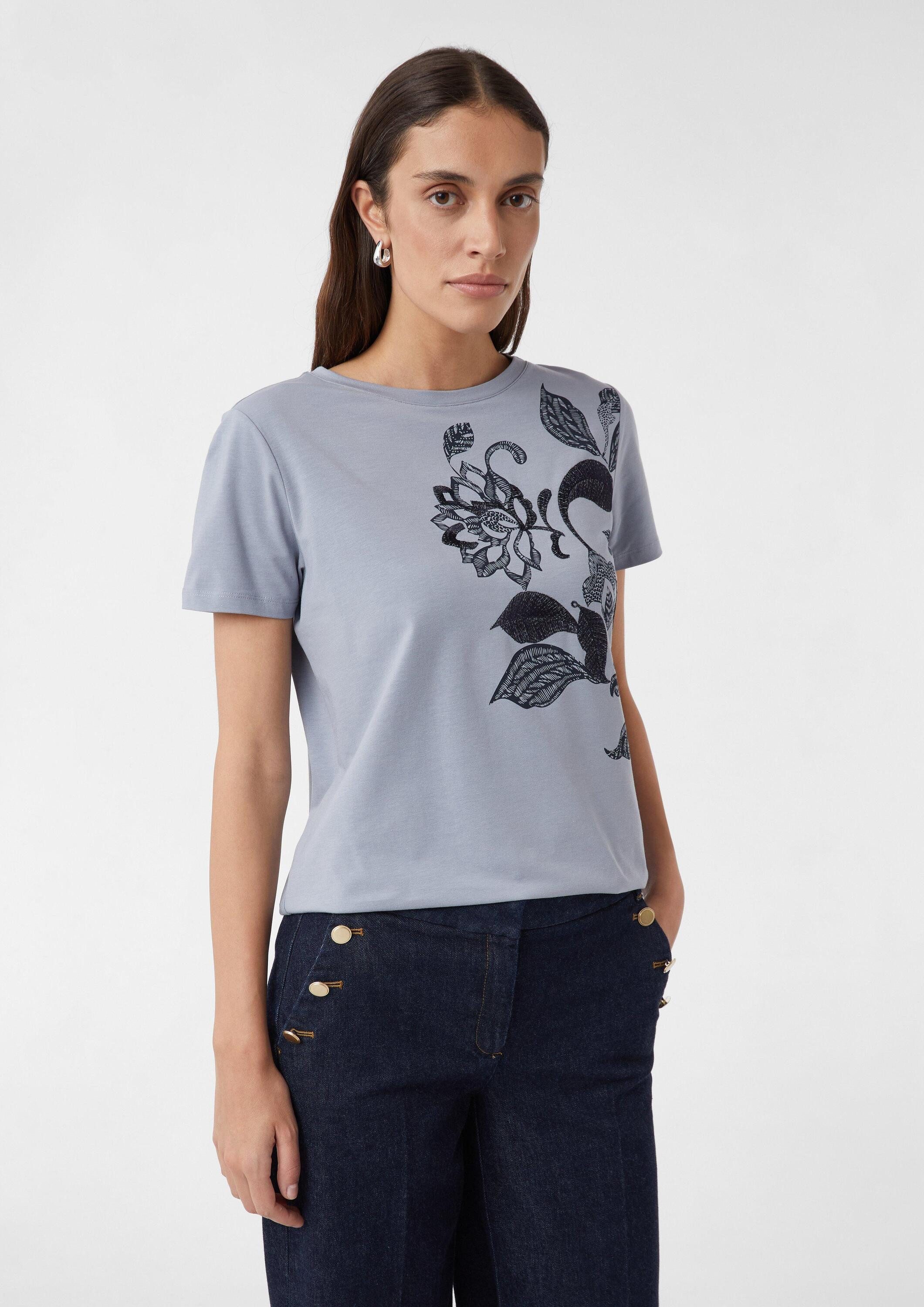 comma Kurzarmshirt T-Shirt T-Shirt mit Frontprint aus Baumwollmix