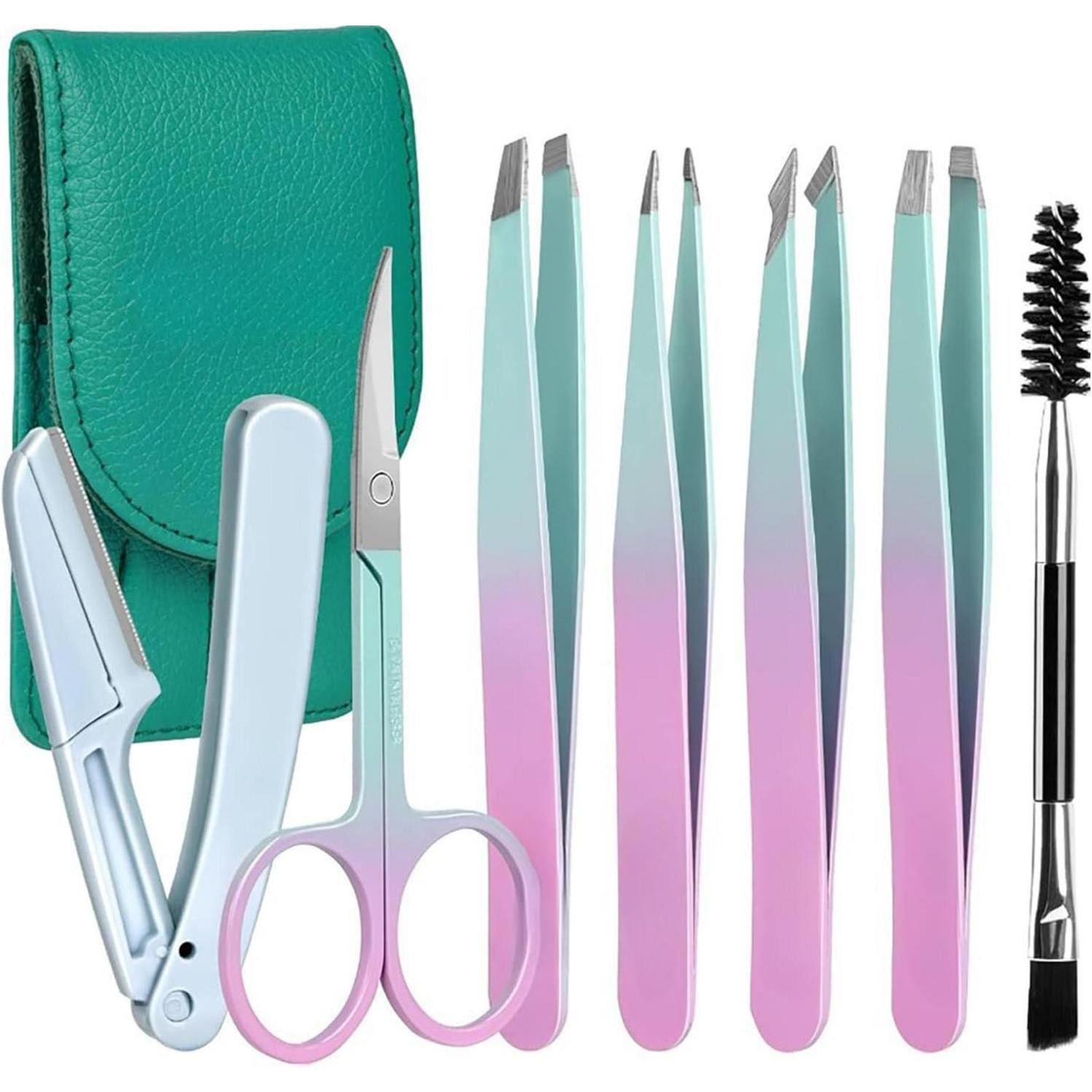 LuxusKollektion Präzisionspinzette Pinzette Set 7-teilig Edelstahl Präzisions Augenbrauen Haare