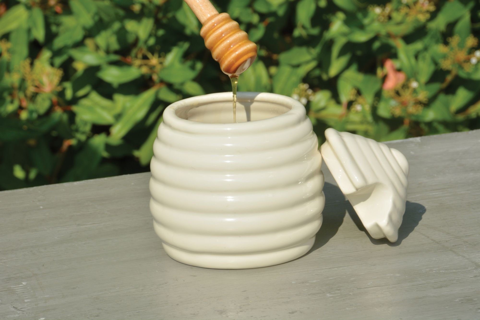mit Honigglas, Honiglöffel (1-tlg), BV mit Keramiktopf Keramik, Ahornholz-Löffel Honigtopf Ø11xH12,5cm Design Esschert Ahornholz,