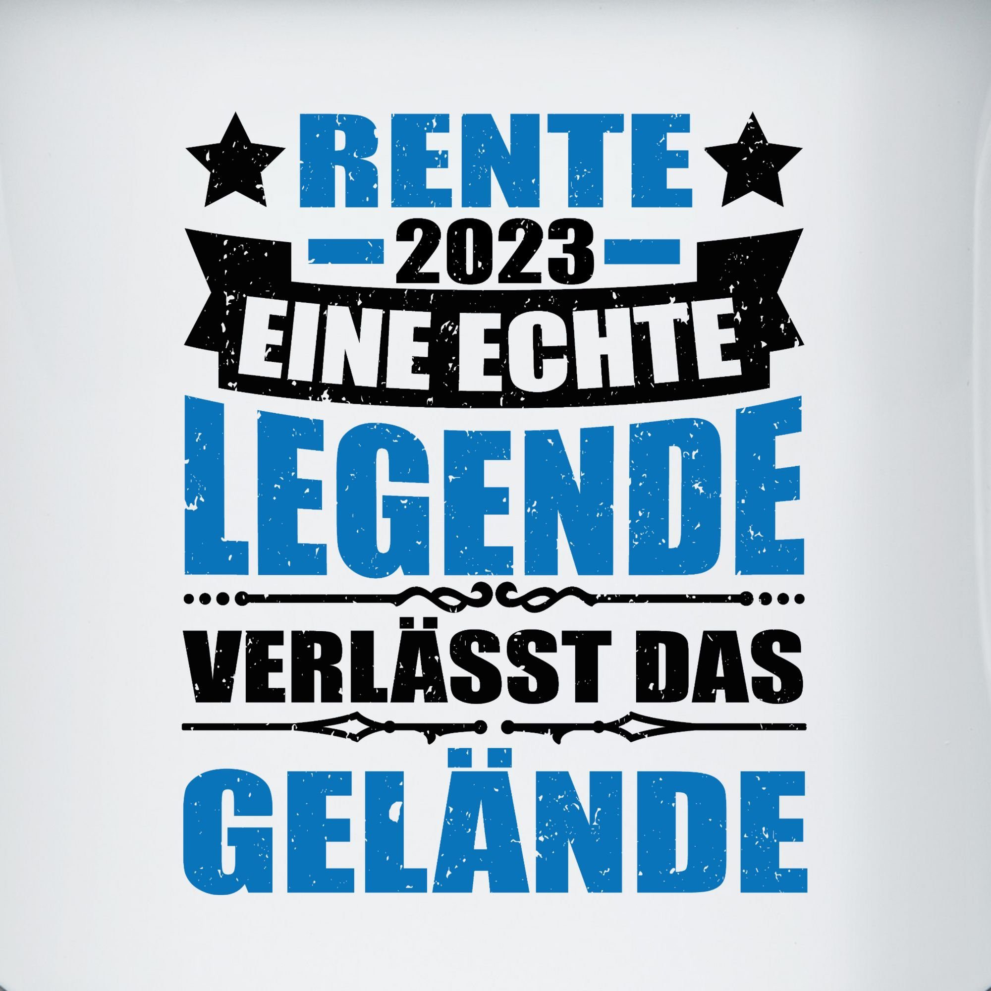 Tasse Gelände, Geschenk Legende Weiß Rente Blau verlässt 2023 3 Stahlblech, Rente echte Shirtracer Kaffeetasse das eine