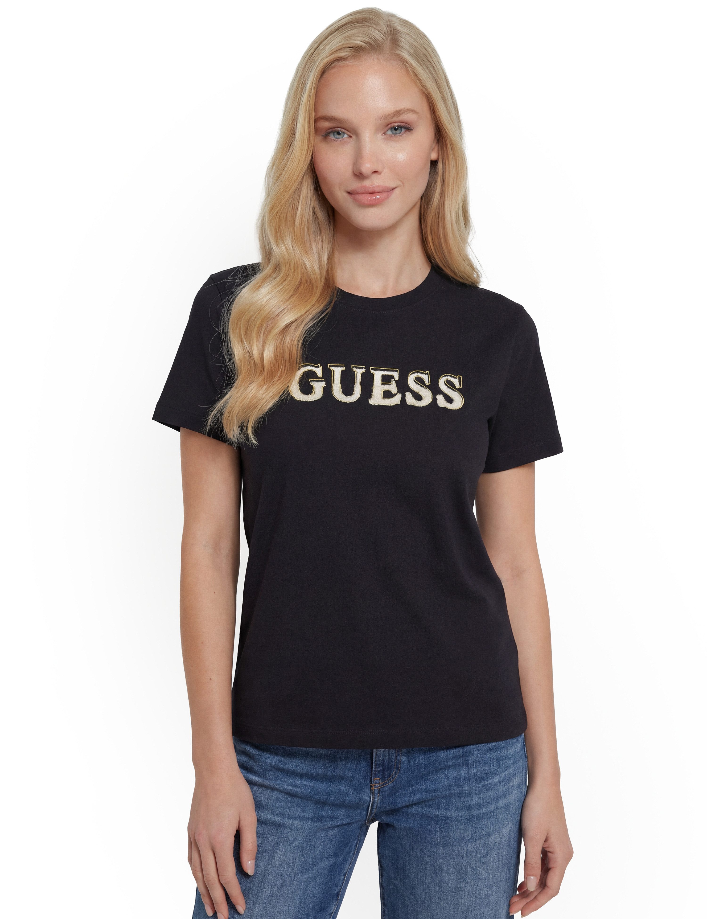 Guess T-Shirt FAUSTA CN SS T-SHIRT mit Logoschriftzug, Regular Fit