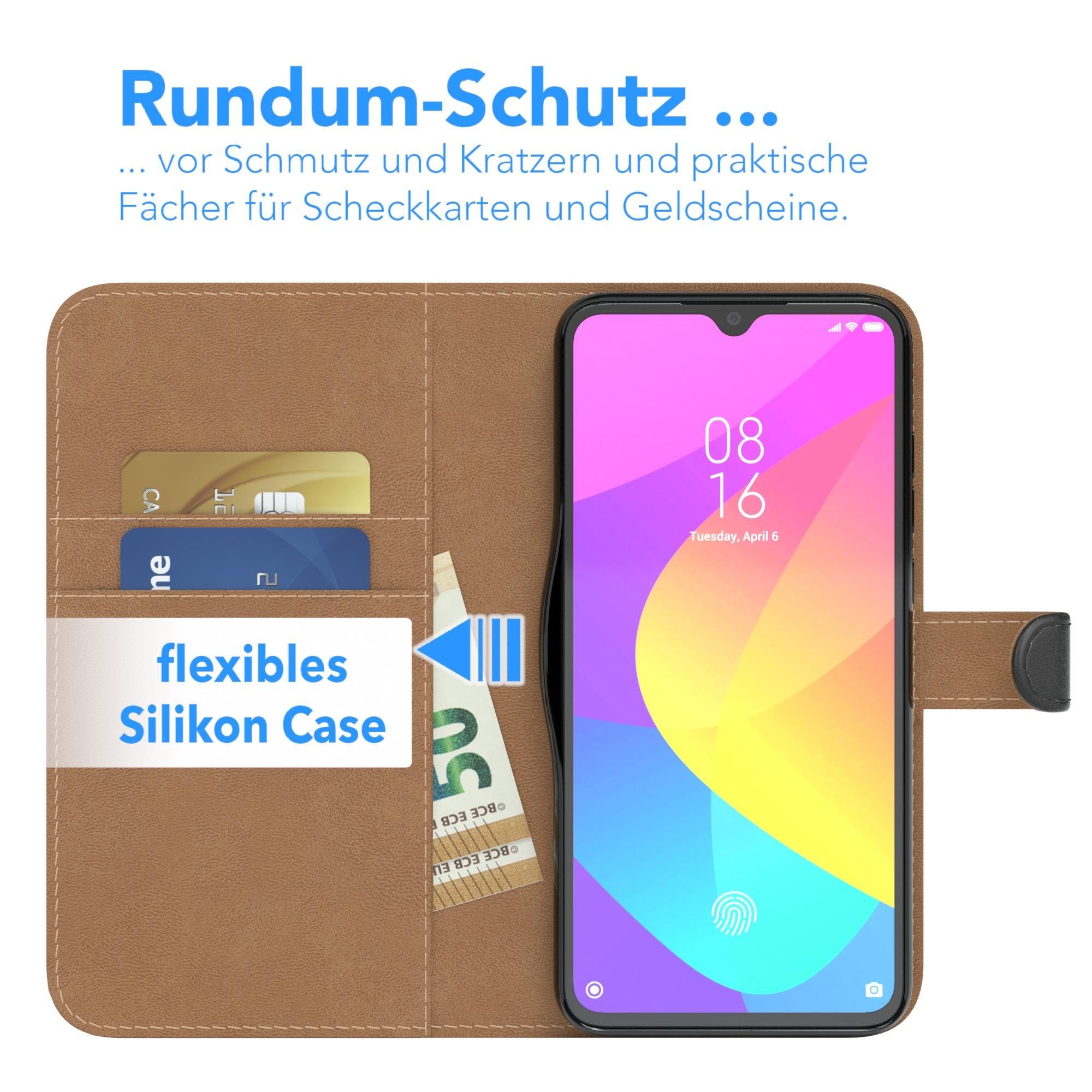 EAZY CASE Handyhülle Uni Bookstyle für Xiaomi Mi 9 Lite 6,39 Zoll, Schutzhülle mit Standfunktion Kartenfach Handytasche aufklappbar Etui