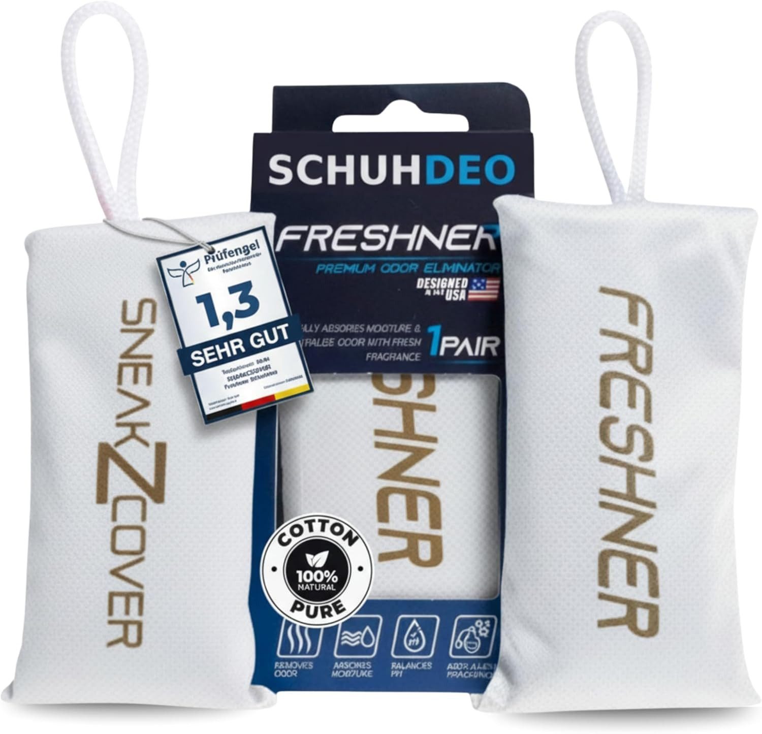 SneakZcover Schuhdeo gegen Geruch und Schweiß Antibakteriell, Effektiver Schuh Deo für Sportschuhe, Sneaker und Schuhschrank