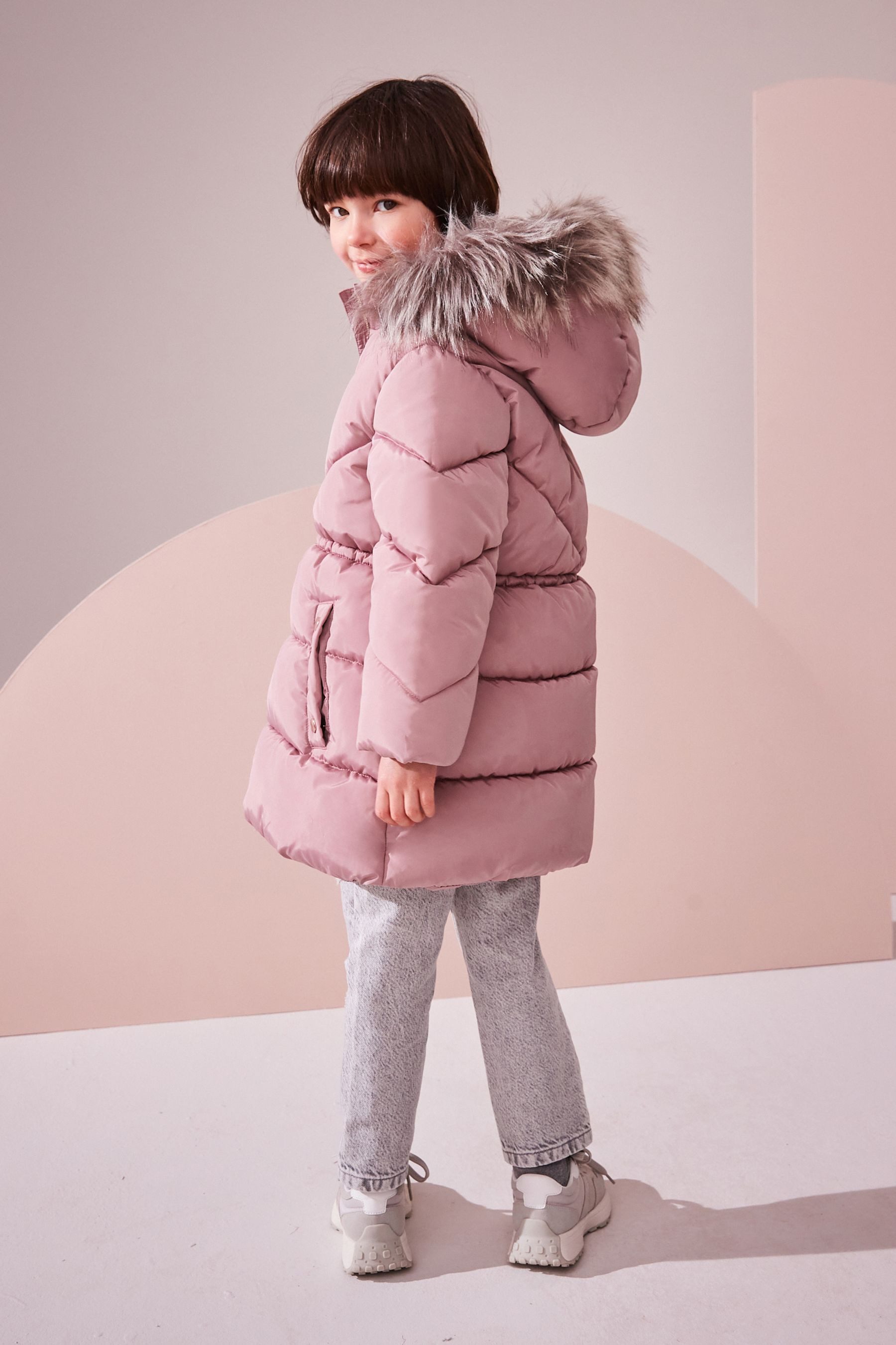 Next Steppmantel Wasserabweisende Steppjacke mit Kunstfellbesatz günstig online kaufen