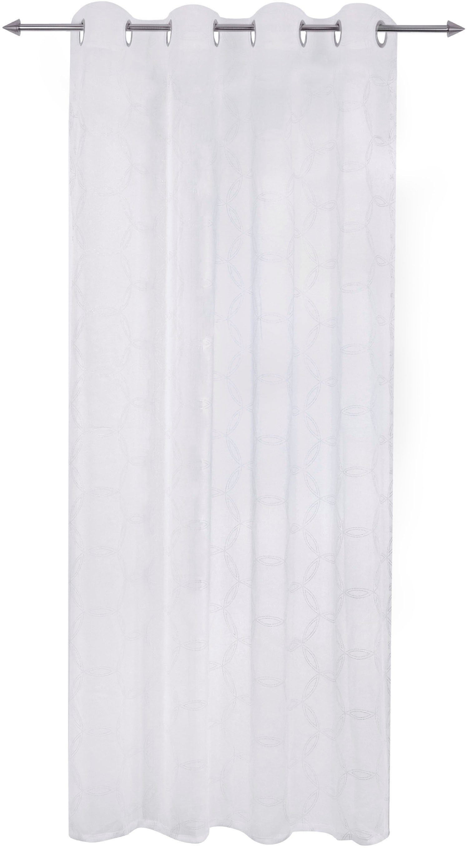 Gardine Vilda, decolife, Ösen Akzenten Wirkware, weiß (1 St), silberfarbigen mit halbtransparent
