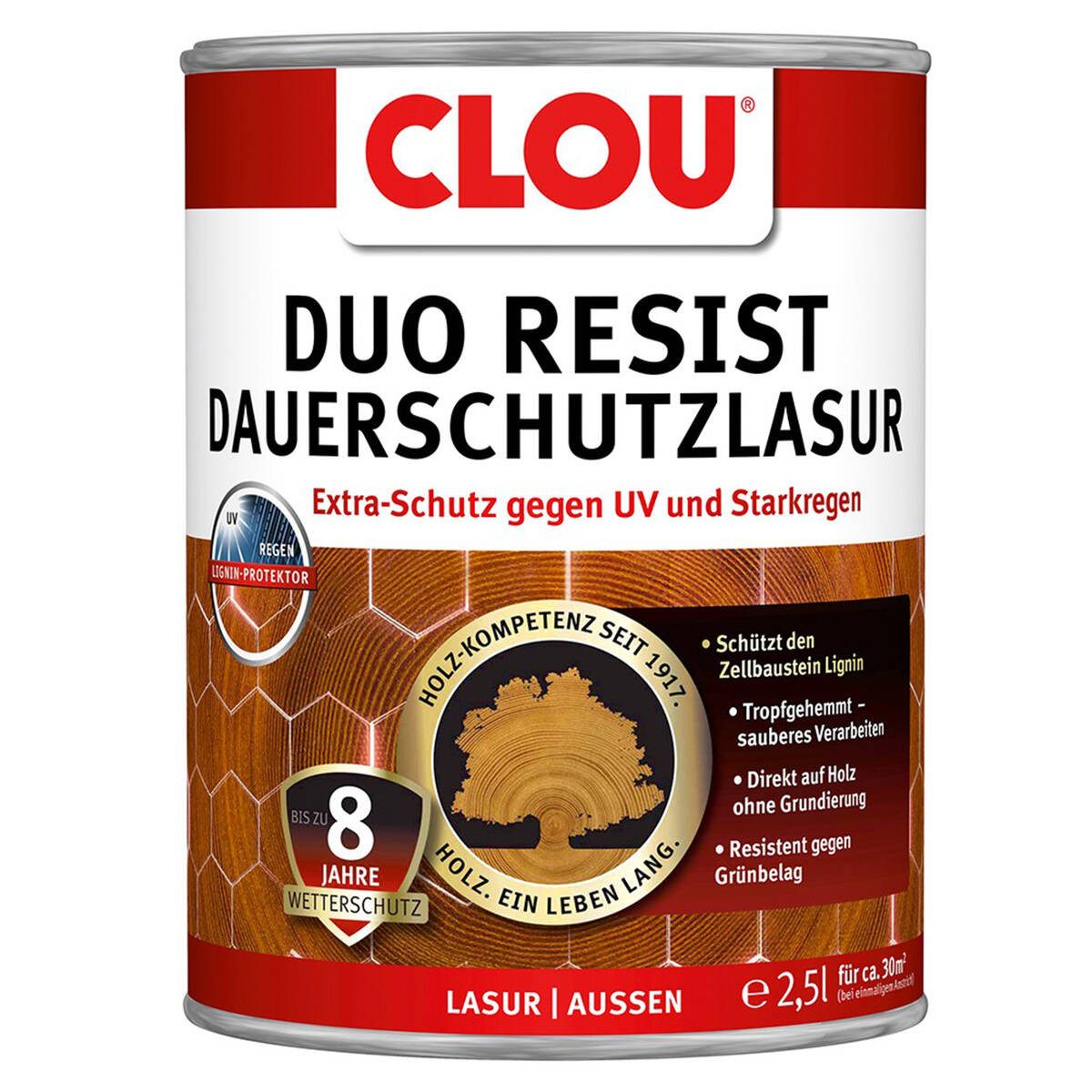 CLOU Holzschutzlasur DuoResist Eiche hell, Seidenmatt