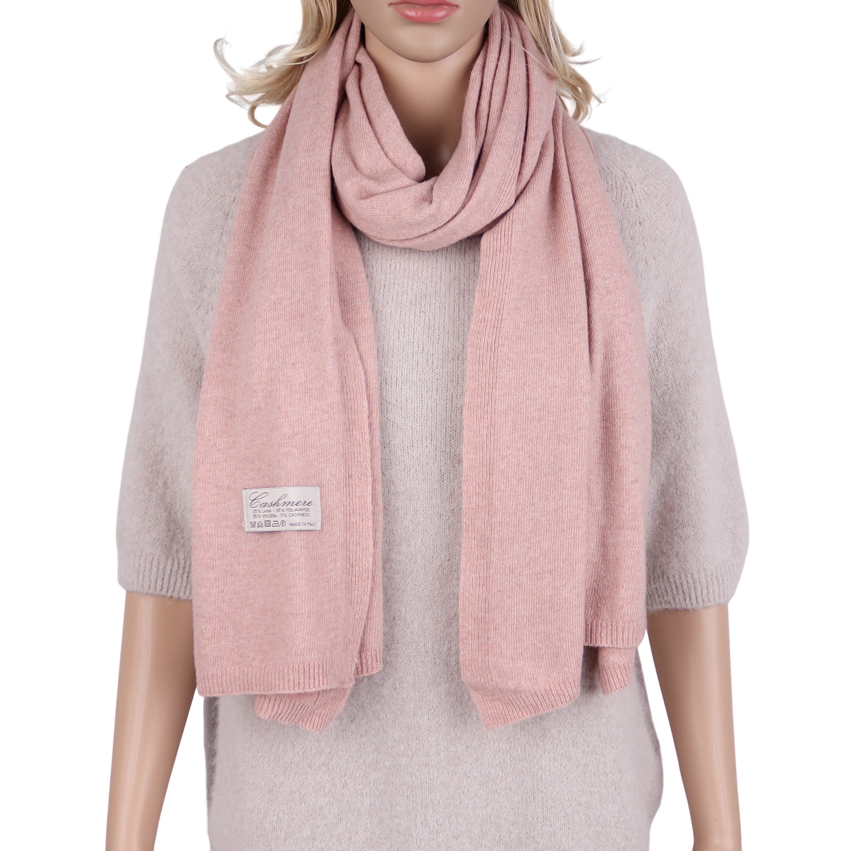 MIRROSI Kaschmirschal Damen Strickschal, Made in Italy 5% Kaschmir, Damen Langes Halstuch ideal für Herbst und Winter ca. 200x60cm