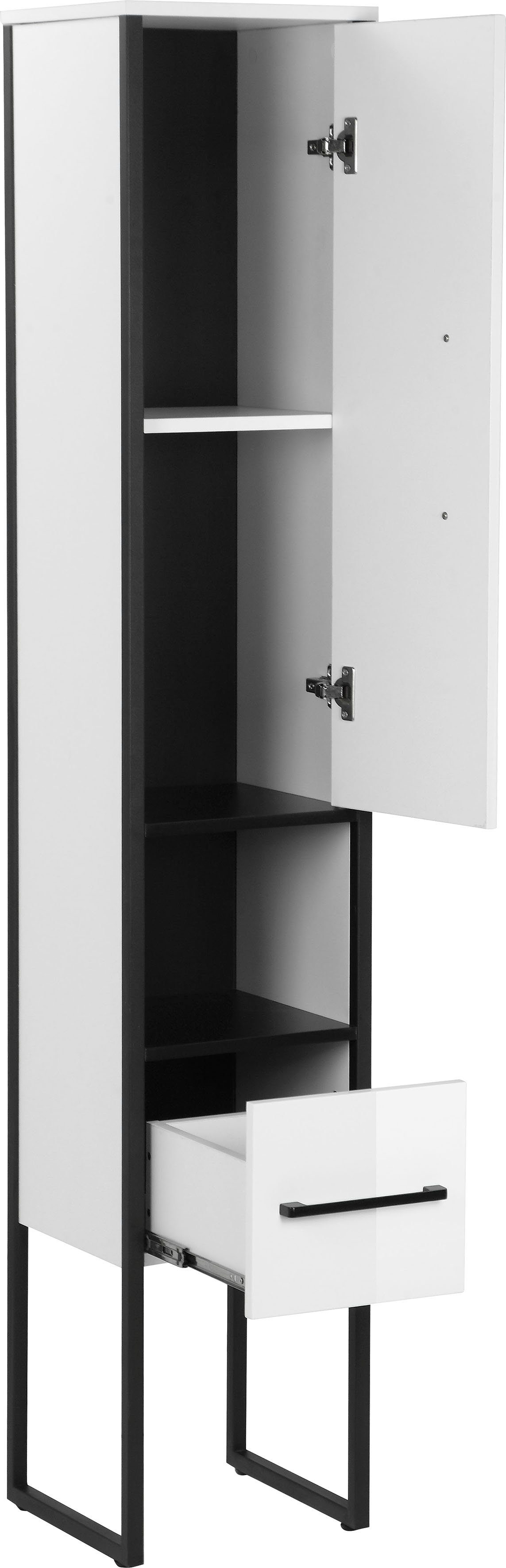 Badmöbel, Paris Breite welltime premium cm Hochschrank 31,5 Loft Design Seitenschrank