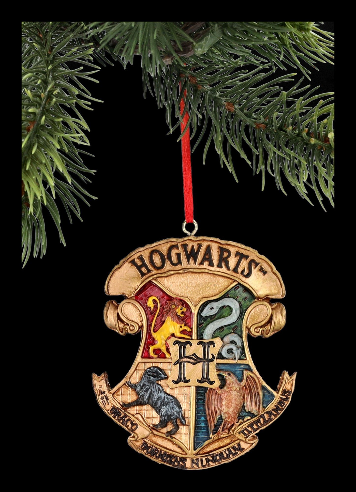 Figuren Shop GmbH Christbaumschmuck Christbaumschmuck Harry Potter - Hogwarts Wappen - Weihnachten Dekoration (1-tlg)