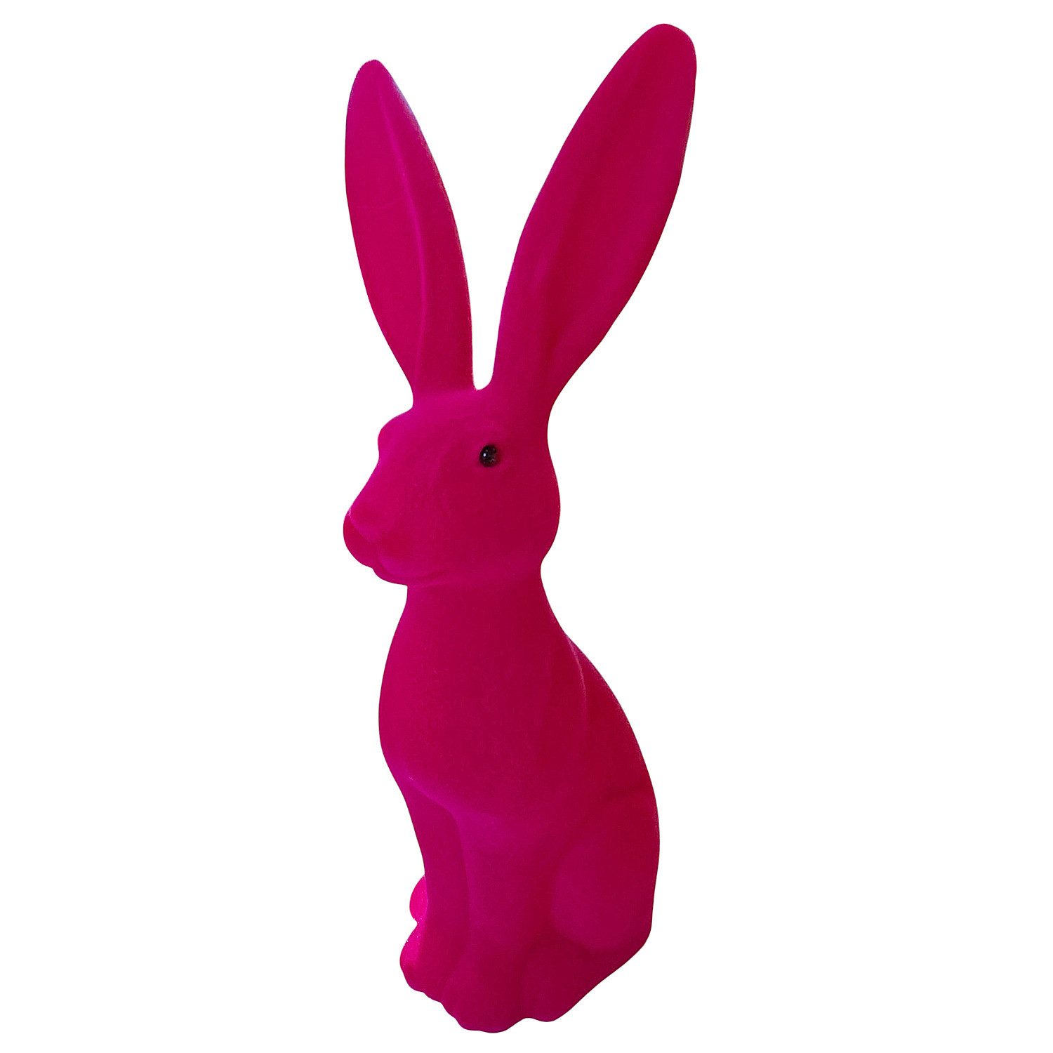 Macosa Home Osterhase sitzend 30 cm Pink od. Orange Kunststoff beflockt (Dekofigur Ostern Dekoration Tischdeko, 1 St., Osterdekoration Figur Dekohase), Dekohase Hase Skulptur Osterdeko