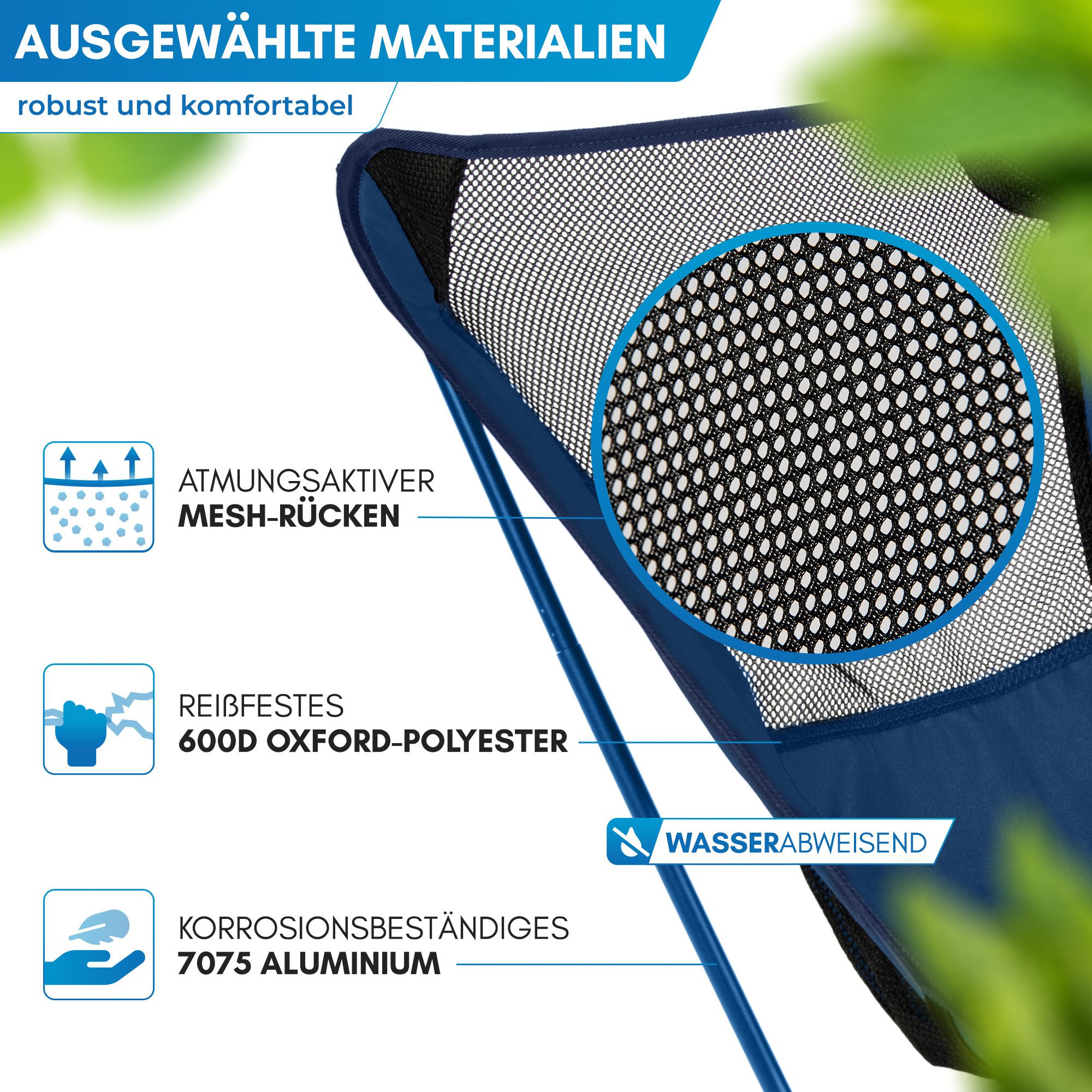 Nordmut Campingstuhl faltbar ultraleicht, klappbar leicht, Camping Outdoor, Angeln (Spar-Set, 1 St), kleines Packmaß, 140 kg belastbar, Aluminium, bequem, Trekk – Bild 3 von 5