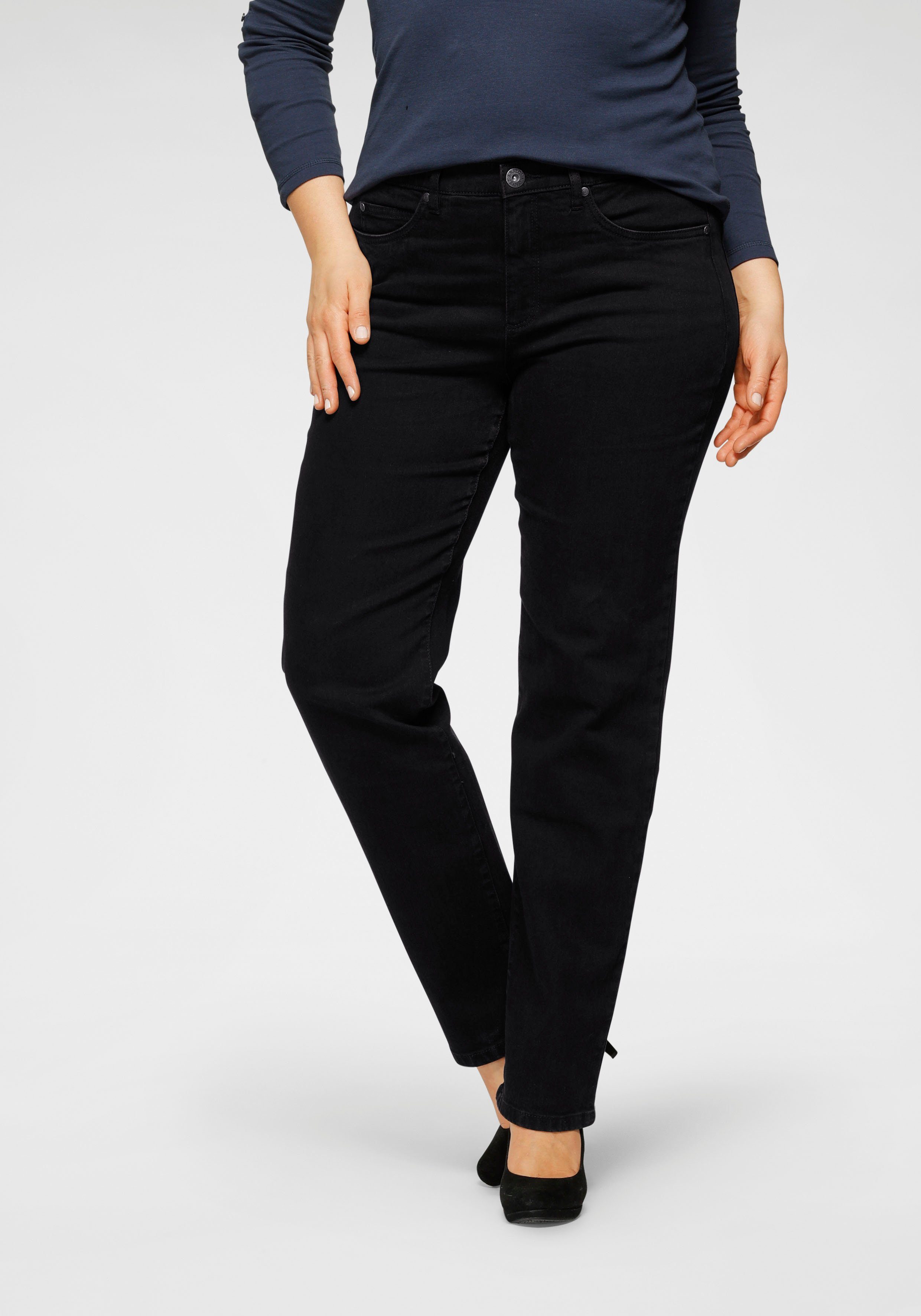 Arizona Straight-Jeans Dehnbund mit Curve-Collection black bequemen