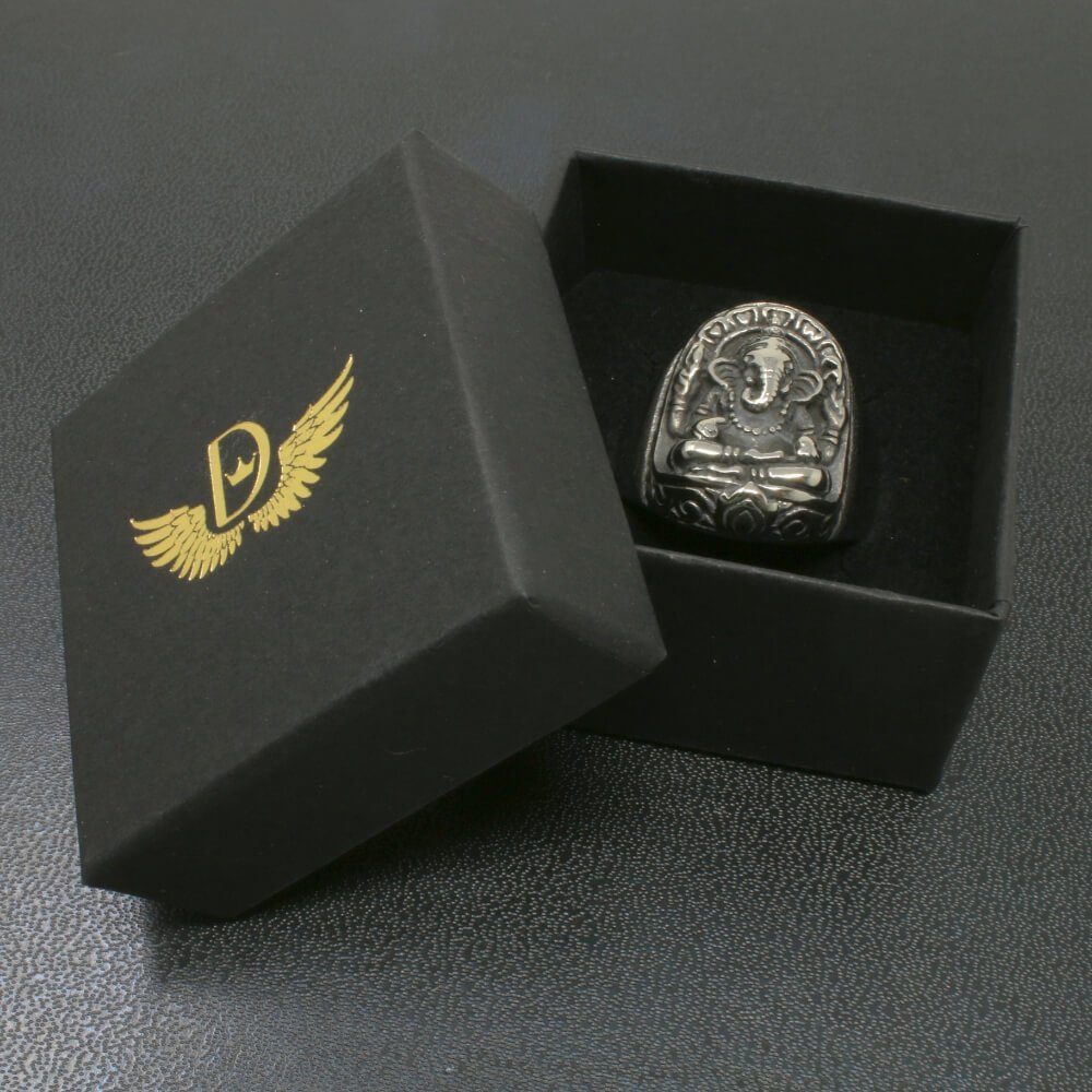 DALMARO.de Fingerring Ring Silber aus GANESHA GOD - Edelstahl