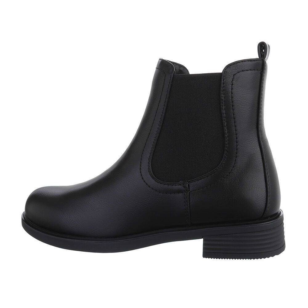 Ital-Design Damen Chelsea Western Stiefelette Blockabsatz Chelsea Boots in Schwarz