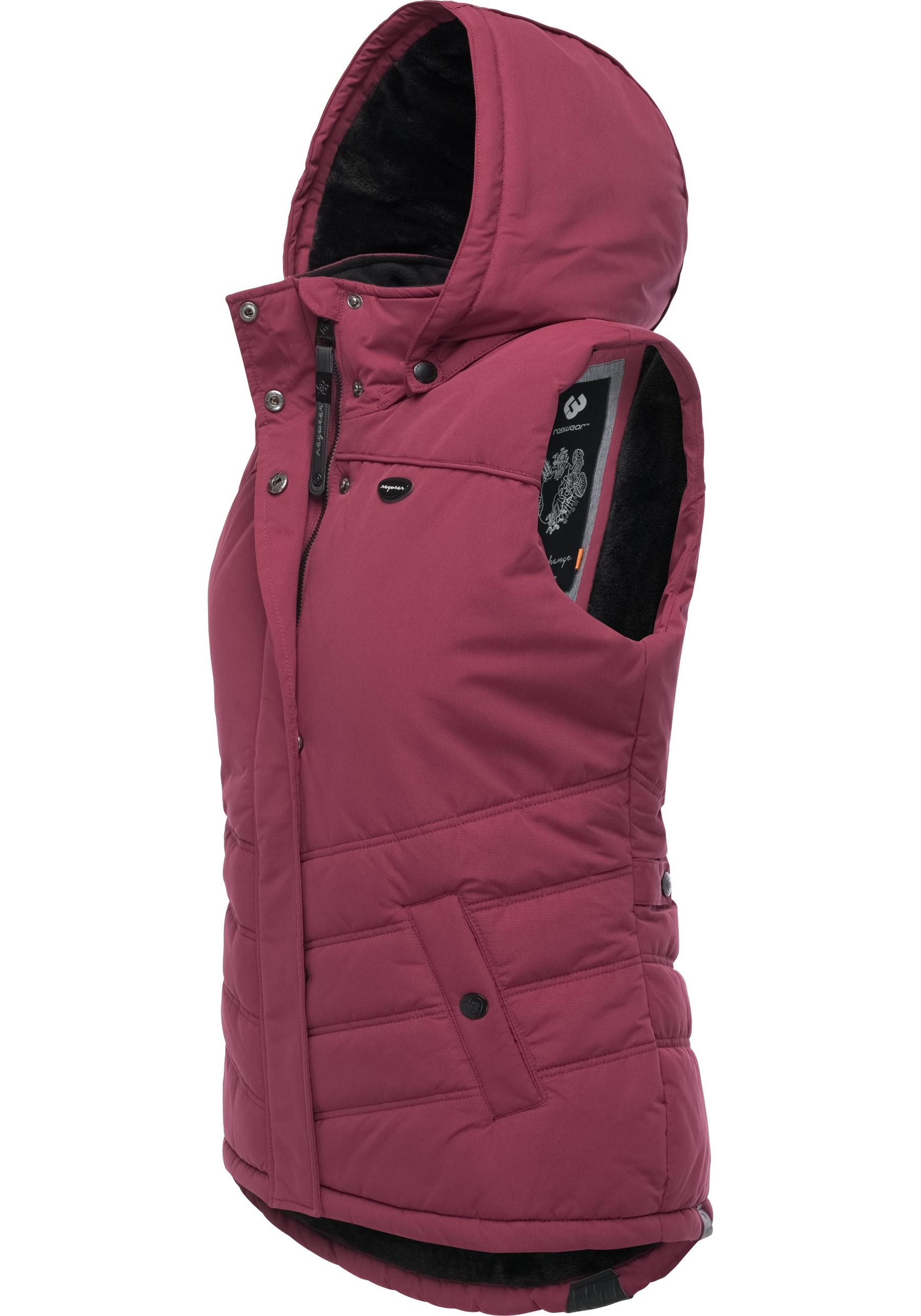 Ragwear Steppweste Hesty Wasserdichte Outdoor-Weste mit abnehmbarer Kapuze
