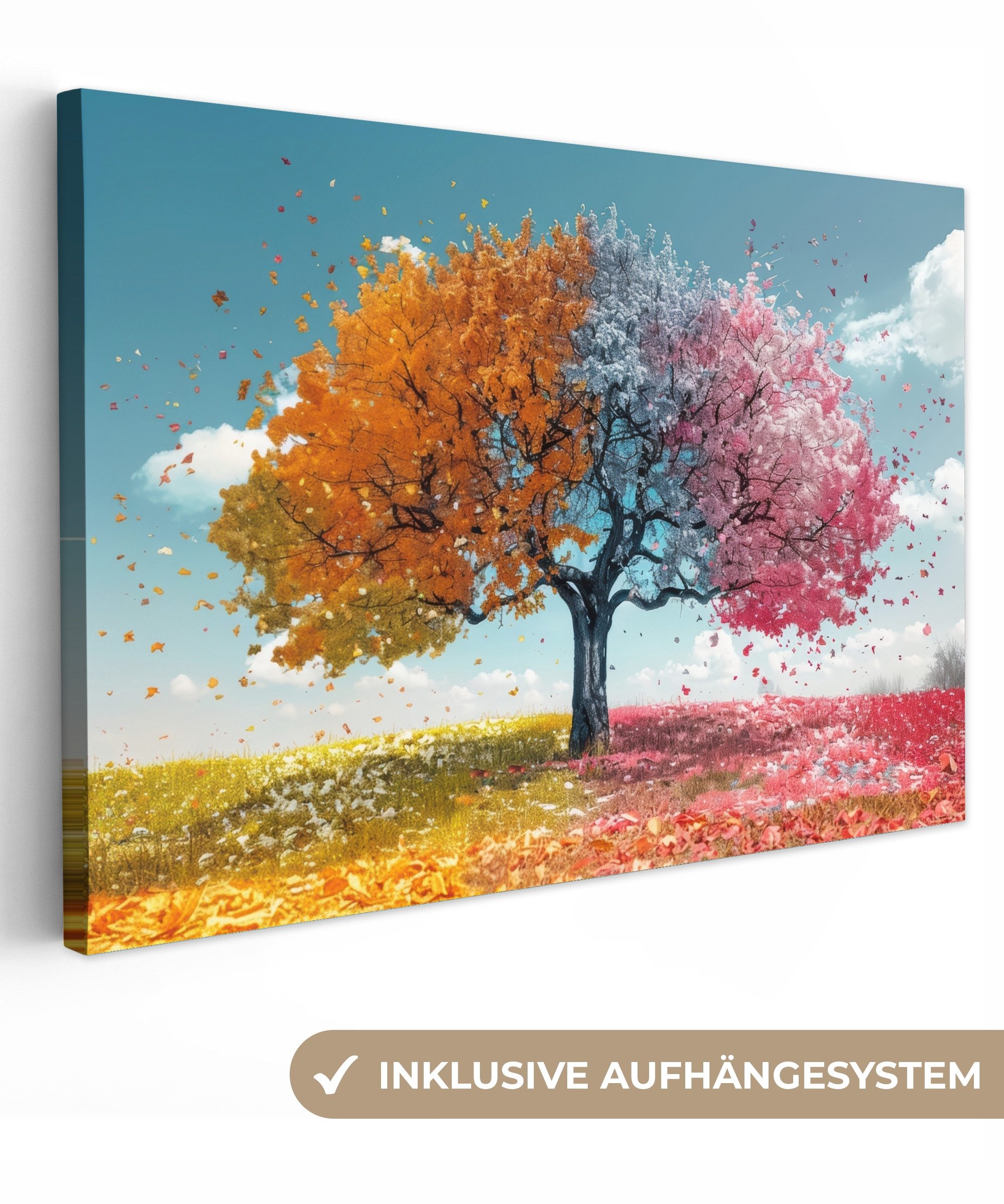OneMillionCanvasses® Leinwandbild Baum - Bunt - Natur - Baum des Lebens, Fotodruck (1 St), Leinwand Bilder Klein, Wand Dekoration Aesthetic 30x20 cm