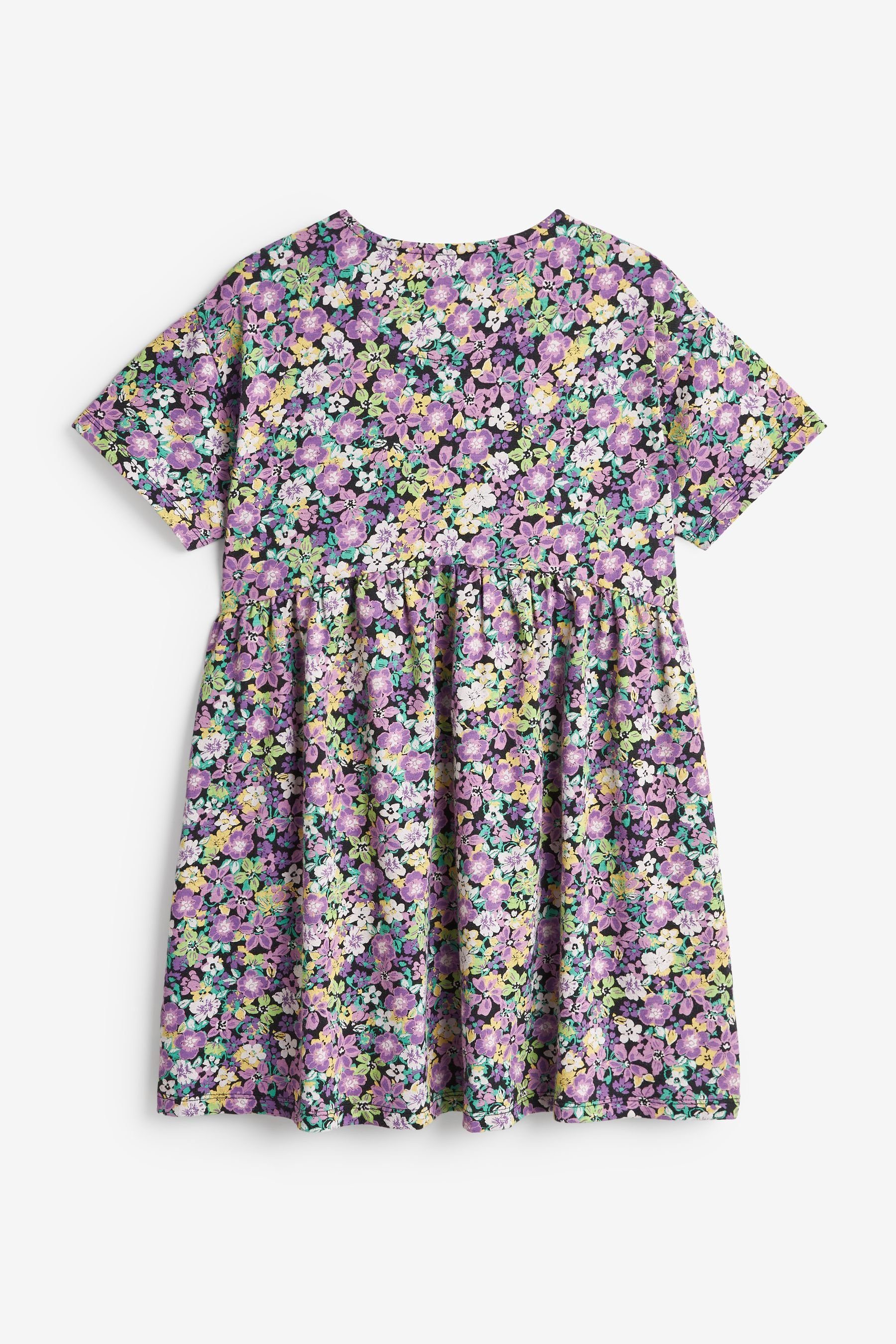 Floral Ditsy Print Kurzärmliges (1-tlg) Jerseykleid Jersey-Kleid Purple/Green Next Lilac