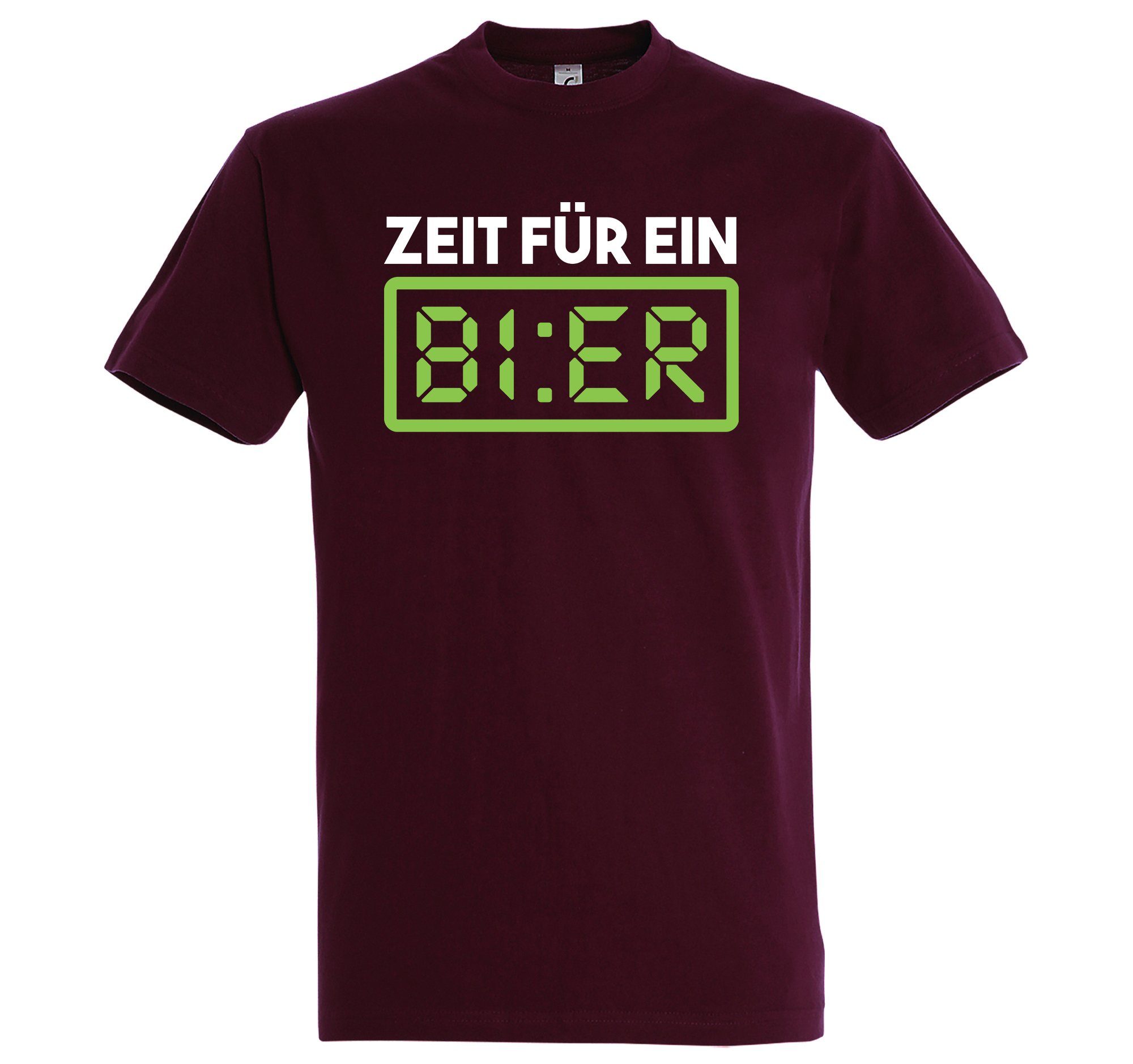 Youth Designz T-Shirt Zeit Für Ein Bier Herren Shirt mit trendigem Frontprint Burgund