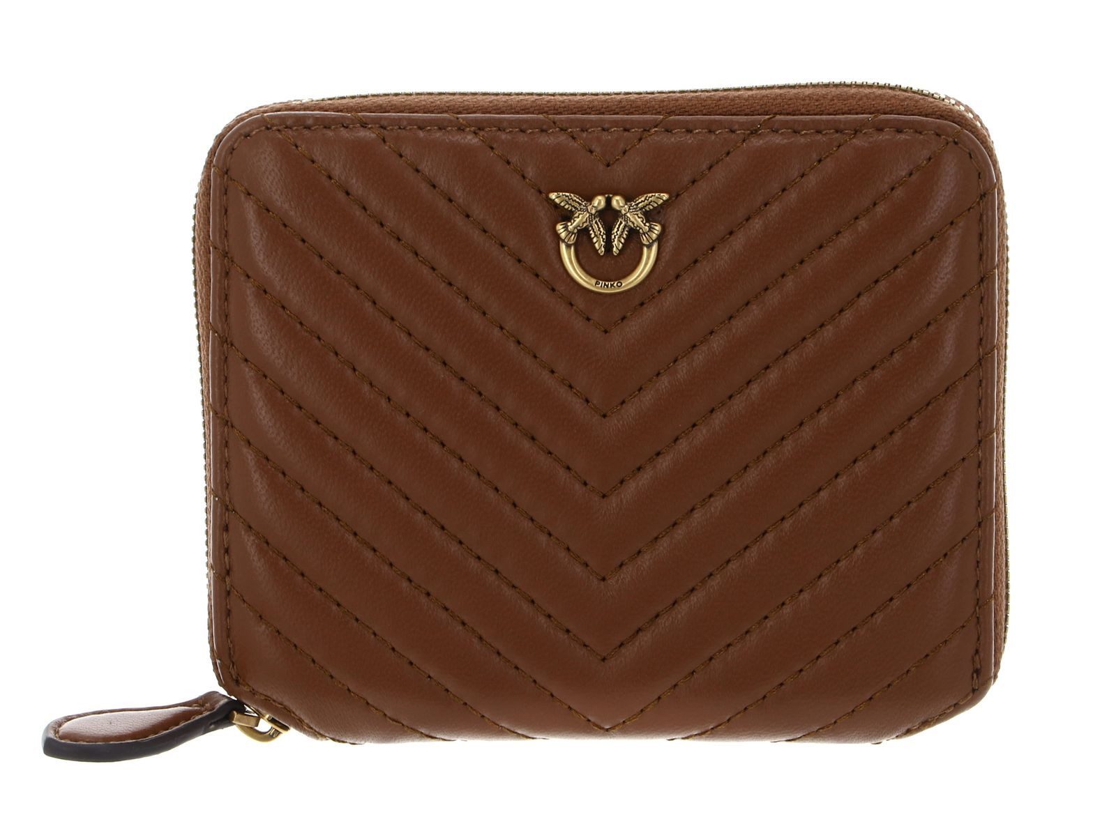 PINKO Geldbörse Zip Around Sheep Nappa Chevron, aus echtem Schafsleder
