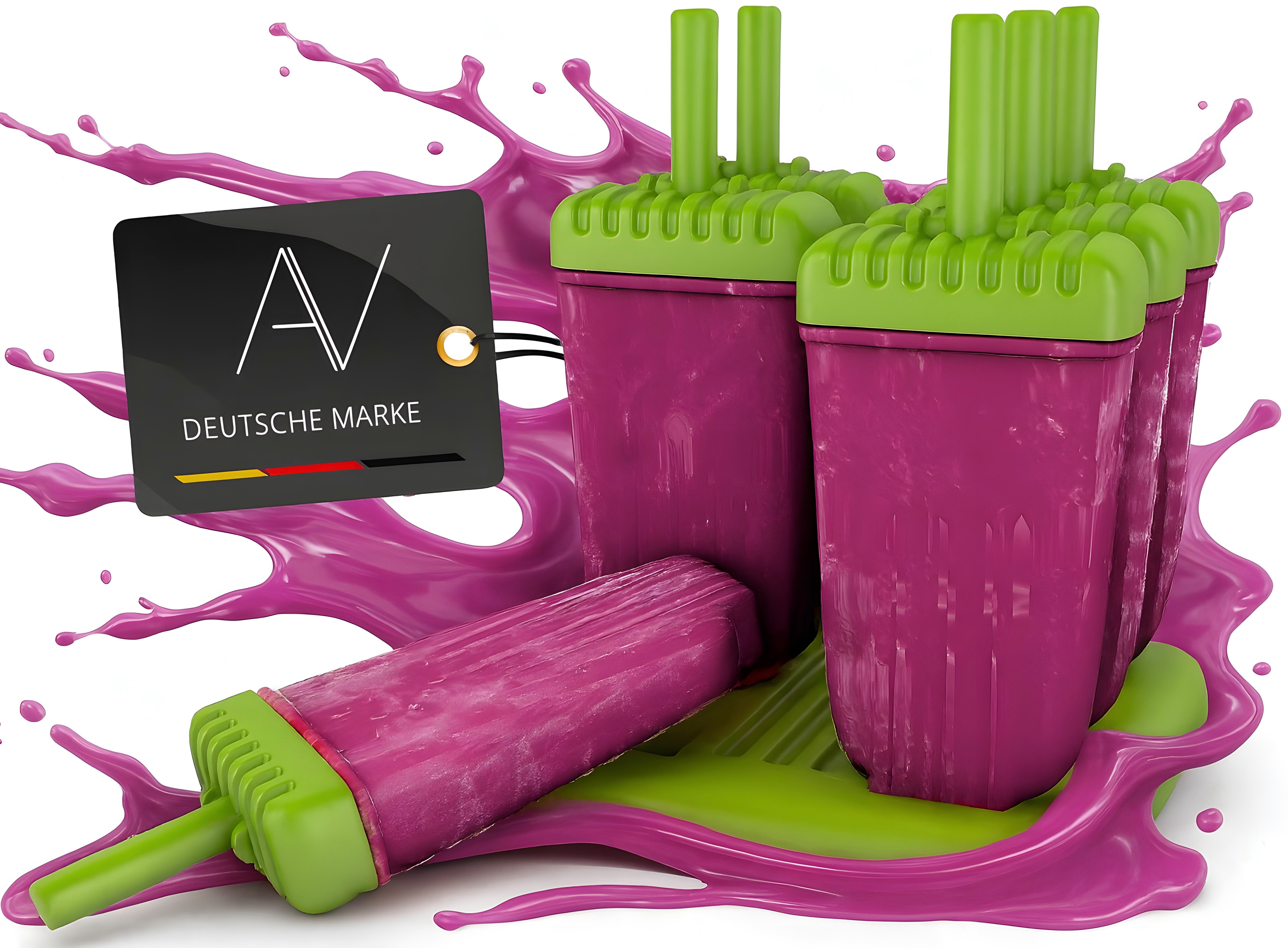 AVANA Eisform Eis am Stiel Formen 6 Stück Wassereis Eiscreme Halter Eislutscher, BPA-frei, Wiederverwendbar, Grün