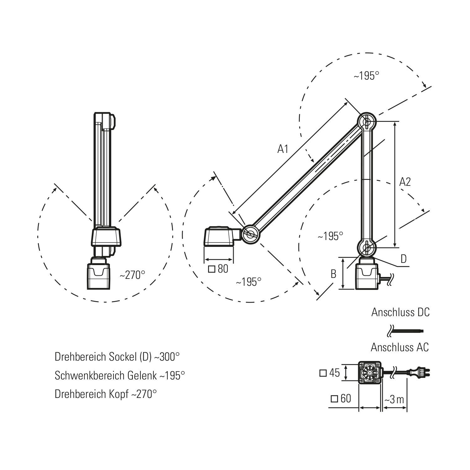 AC LED-Arbeitsplatzleuchte, 121012-12, CENALED SPOT dimmbar LED Arbeitsleuchte LED2WORK Gelenkarm,