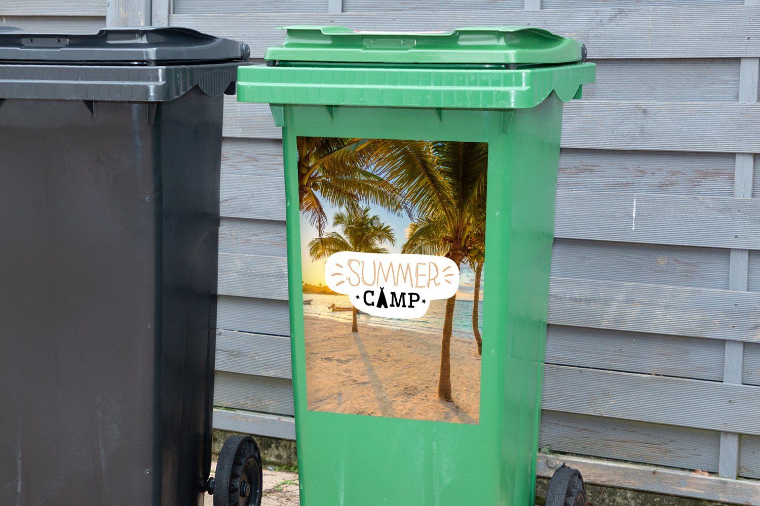 - Palmen (1 Sommer Sprichwörter - Mülltonne, Camp Container, Mülleimer-aufkleber, Wandsticker MuchoWow St), - Sticker, Abfalbehälter