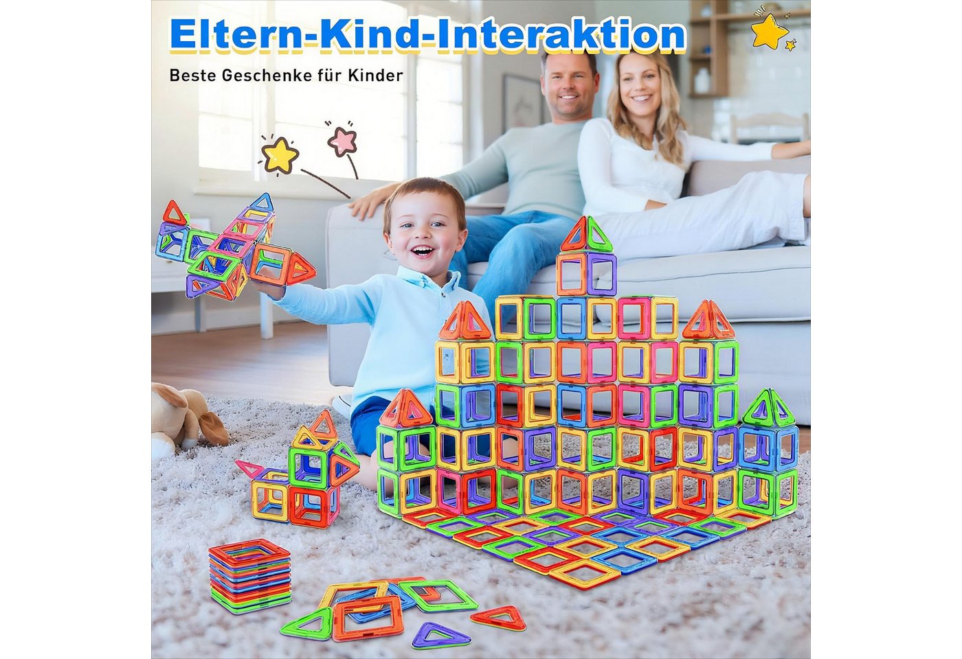 POPOLIC 40-teiliges Magnetische Bausteine, Magnetspielzeug Magneten Kinder Magnetspielbausteine, (Magnetbausteine Magnet Montessori Spielzeug für Geschenk ab 3 4 5 6 7 8 Jahre Junge Mädchen, 1 St., Starker Magnetismus, Starke Adsorption, Hoher Haftkraft),