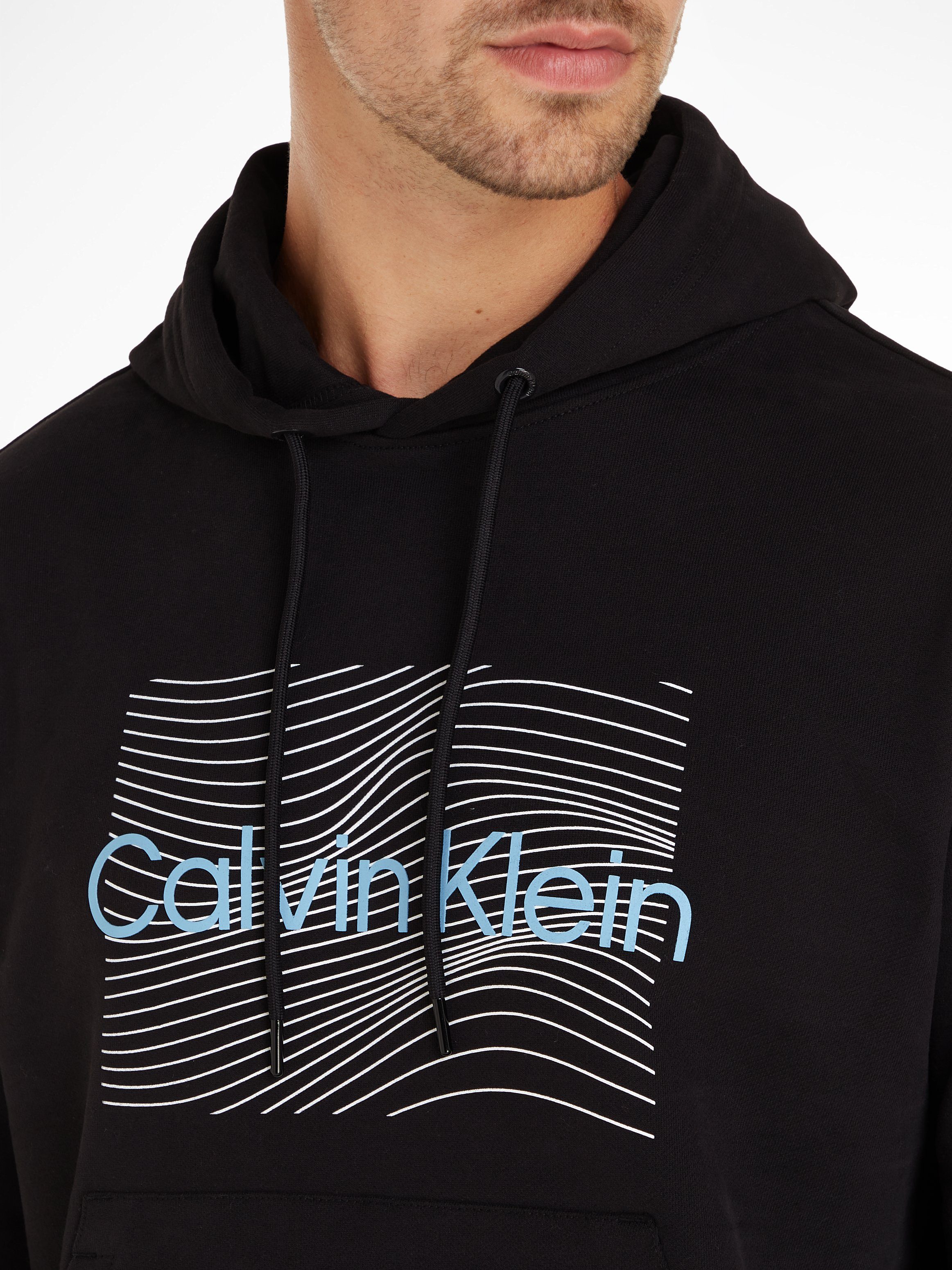 Calvin Klein Kapuzensweatshirt WAVE Ck HERO Black LINES HOODIE LOGO Markenlabel mit