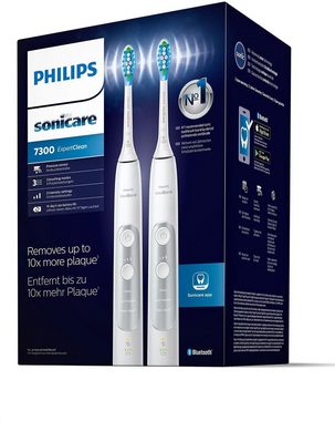 Philips Sonicare Elektrische Zahnbürste HX9611/19, Aufsteckbürsten: 4 St., ExpertClean 7300 Schallzahnbürste, mit 2 ExpertClean Handstücke