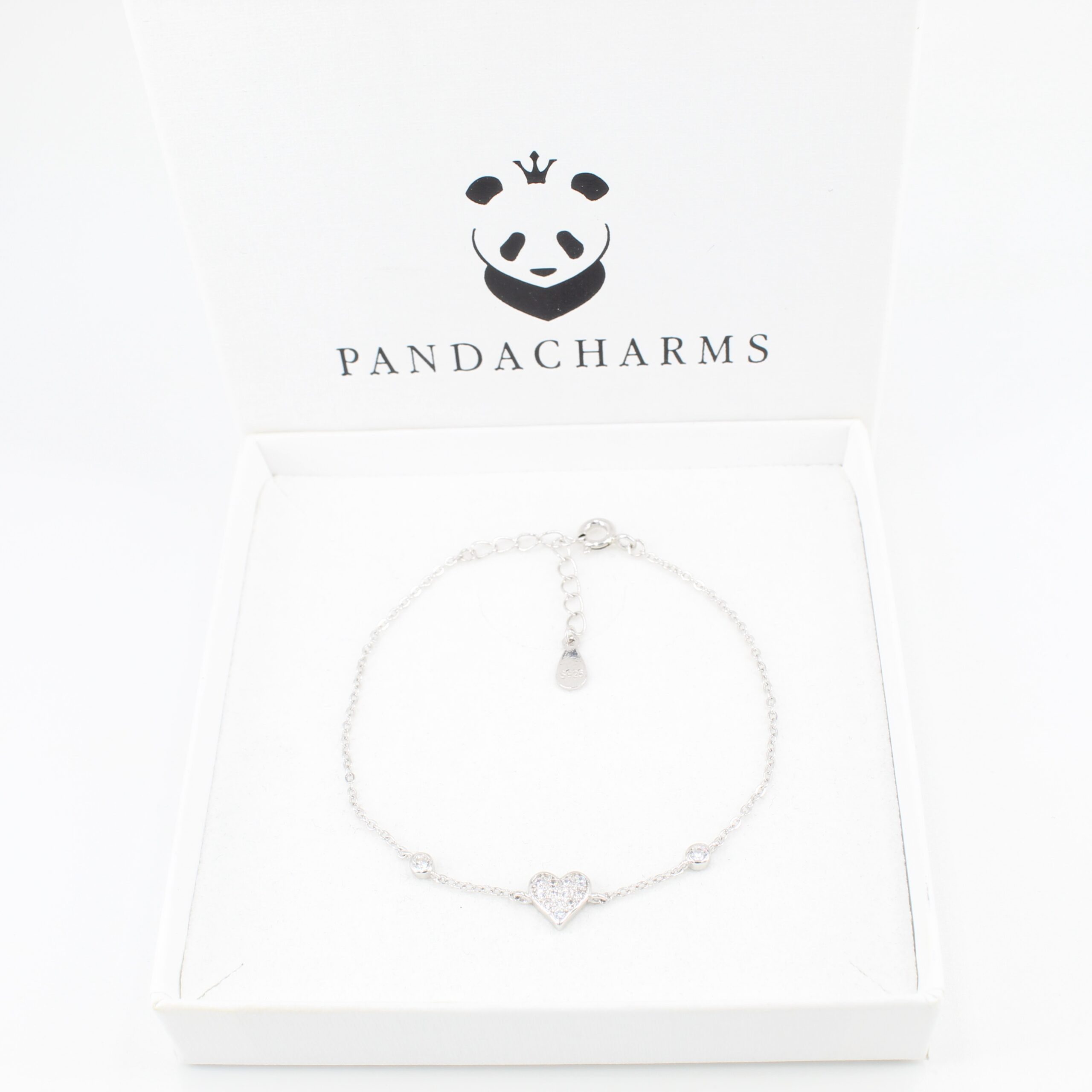 PANDACHARMS Silberarmband Armkettchen Funkelherz, 925 Silber m. Zirkonia, Länge variabel 15-18cm