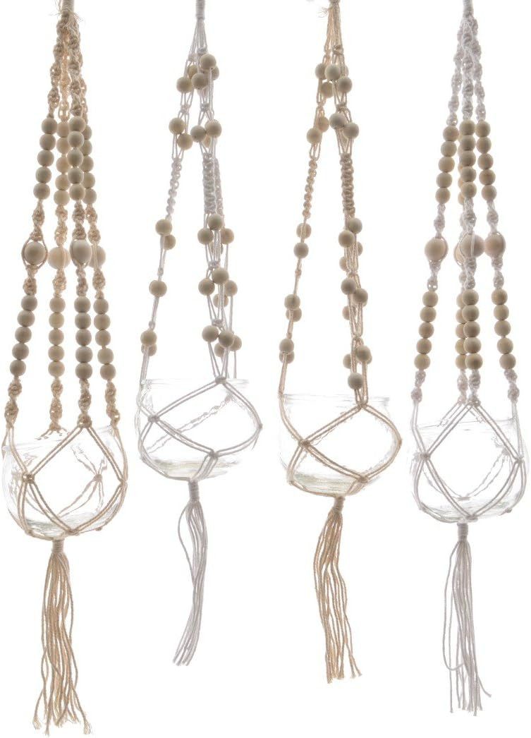 Kaemingk Hängedekoration Blumenampel Glastopf Makrame Baumwolle Ø,9,5 L.63 cm Stückpreis