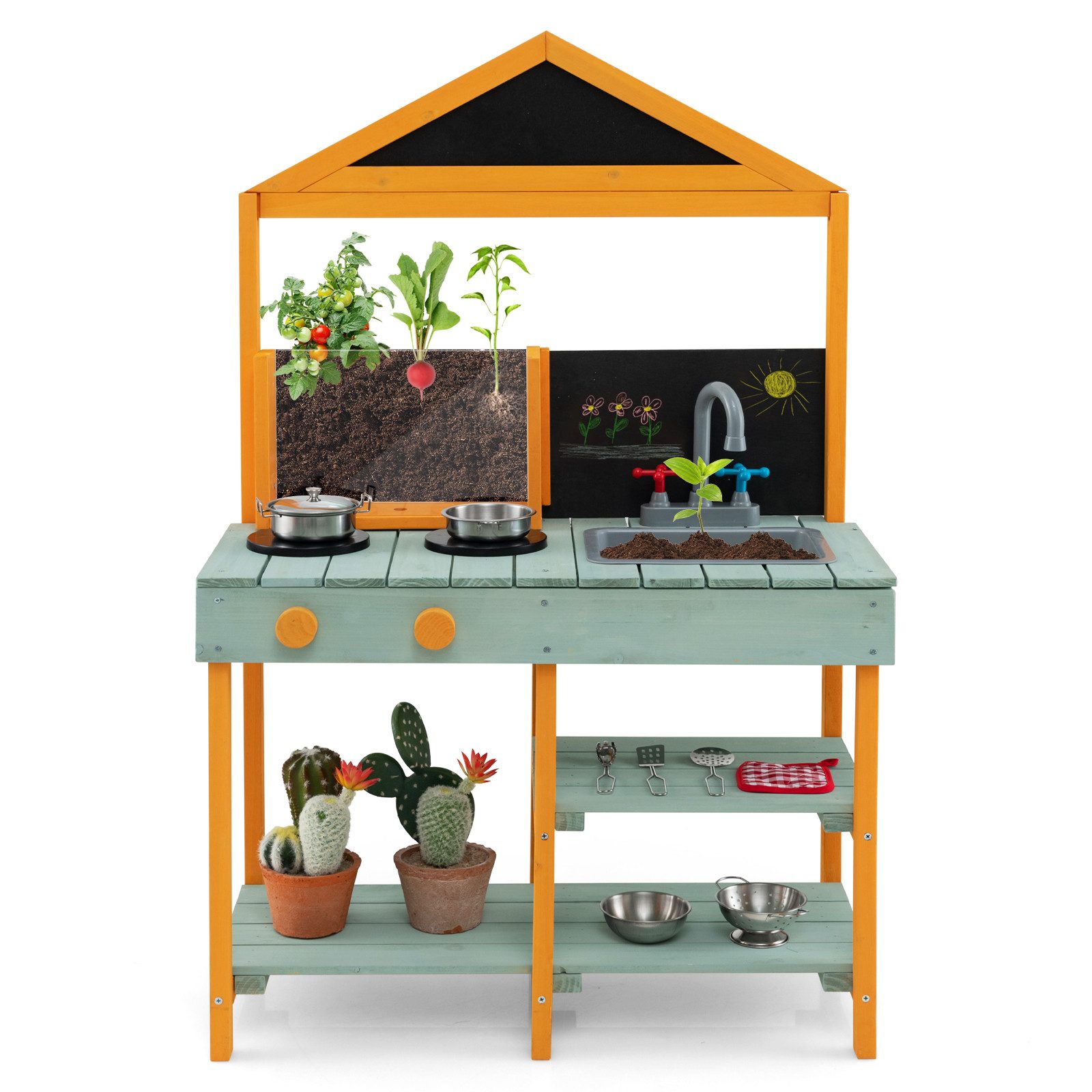 KOMFOTTEU Outdoor-Spielküche, Spielküche aus Holz mit günstig online kaufen