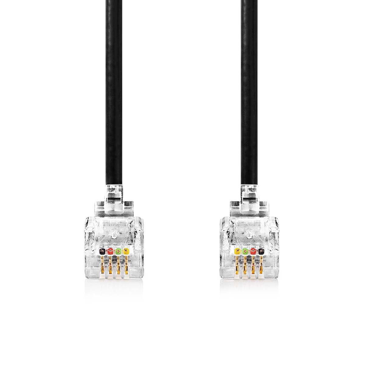 Nedis TCGP90100BK50 Telefonkabel, Telefonkabel, Telefonkabel, RJ10-Stecker, Telefonverbindung, für Festnetz, Kabeldesign: Aufgerollt